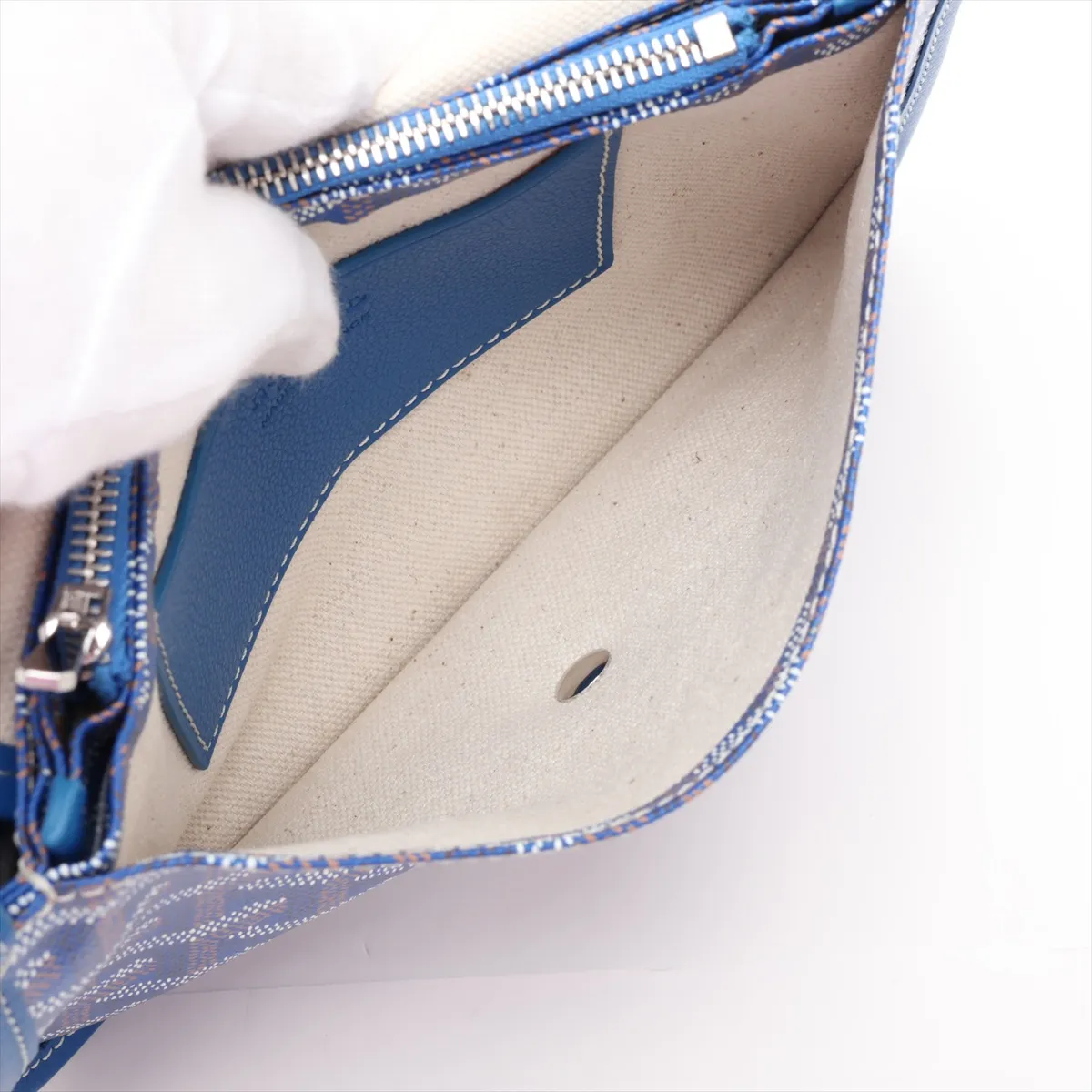 Plume Pouch Wallet PVC x Leather Shoulder Bag Blue — view 9