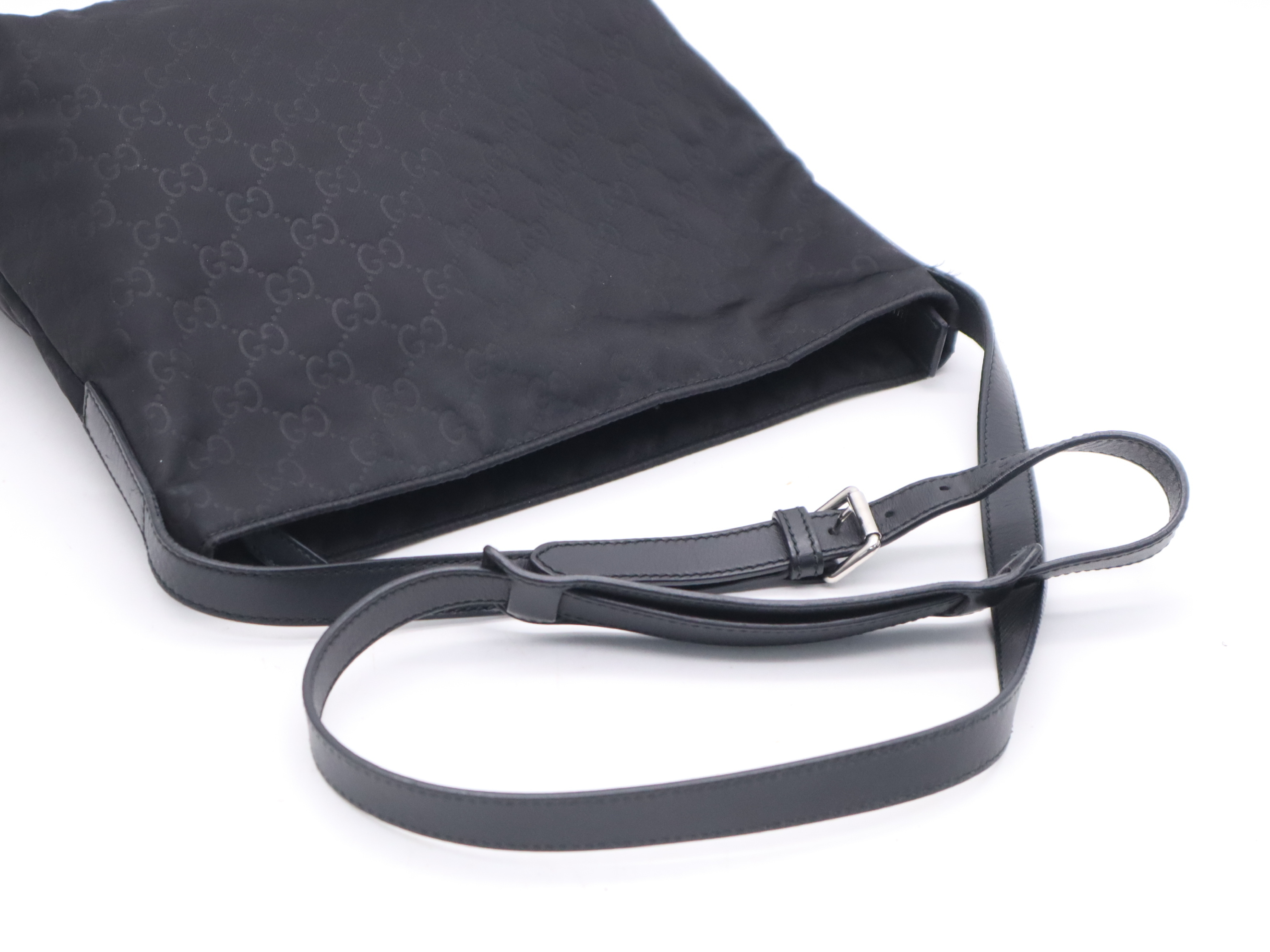 314529 Nylon GG Nylon Black Silver Hardware Shoulder Bag — view 6
