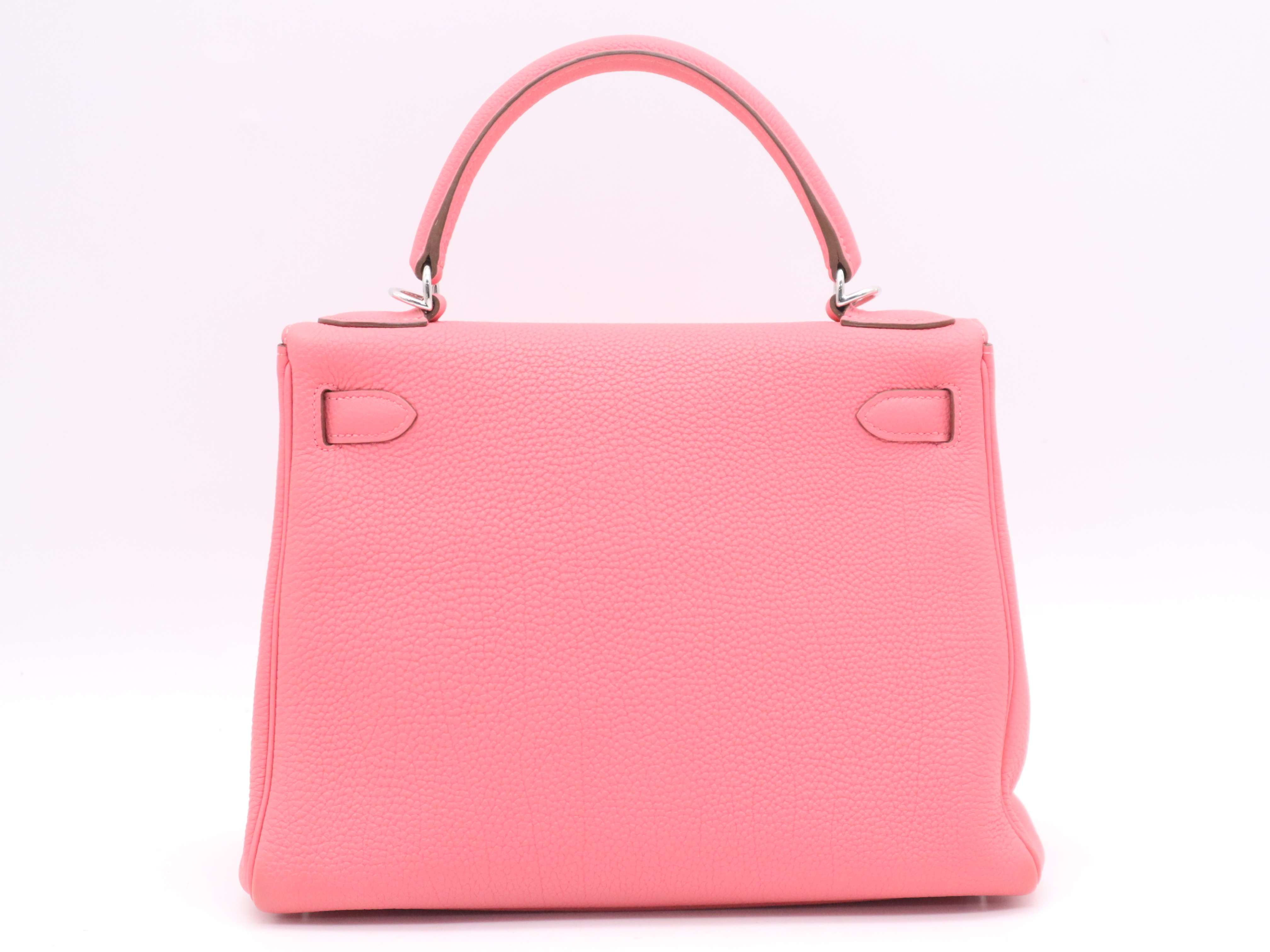 Kelly 28 Handbag, Q stamp, Taurillon leather, Rose Ete, includes strap, clochette, padlock, 2 keys, and dust bag. — view 2