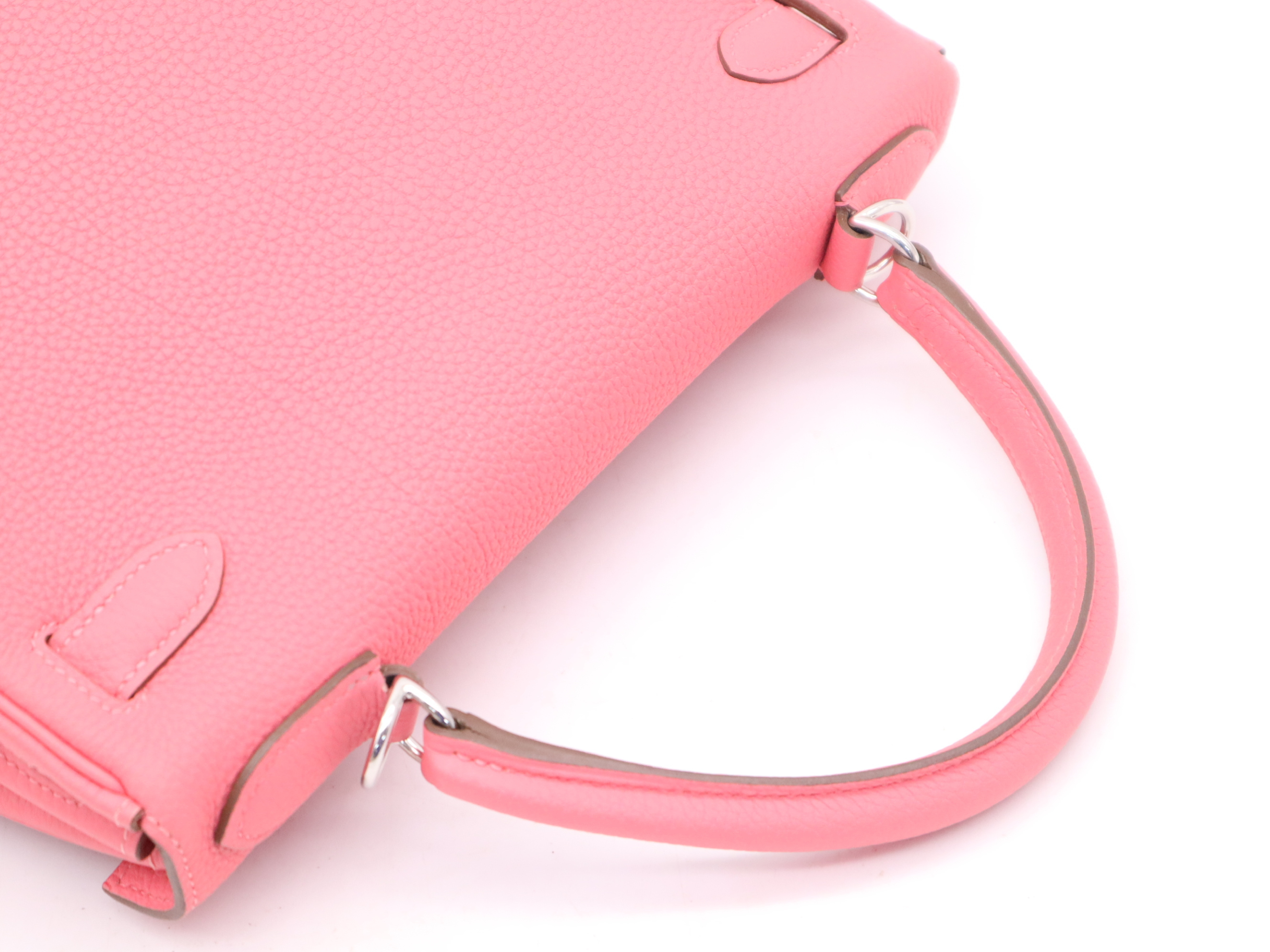 Kelly 28 Handbag, Q stamp, Taurillon leather, Rose Ete, includes strap, clochette, padlock, 2 keys, and dust bag. — view 6