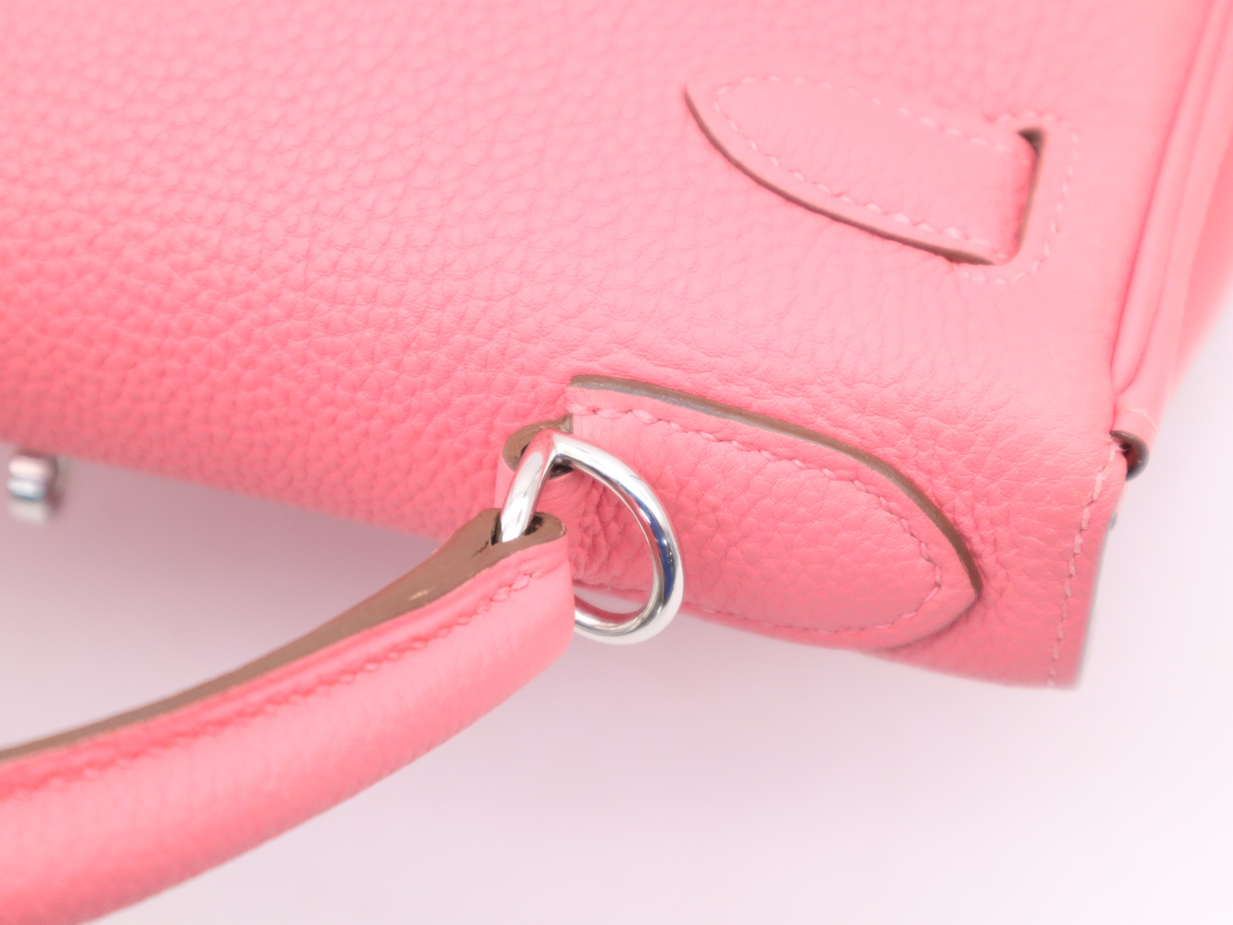 Kelly 28 Handbag, Q stamp, Taurillon leather, Rose Ete, includes strap, clochette, padlock, 2 keys, and dust bag. — view 8