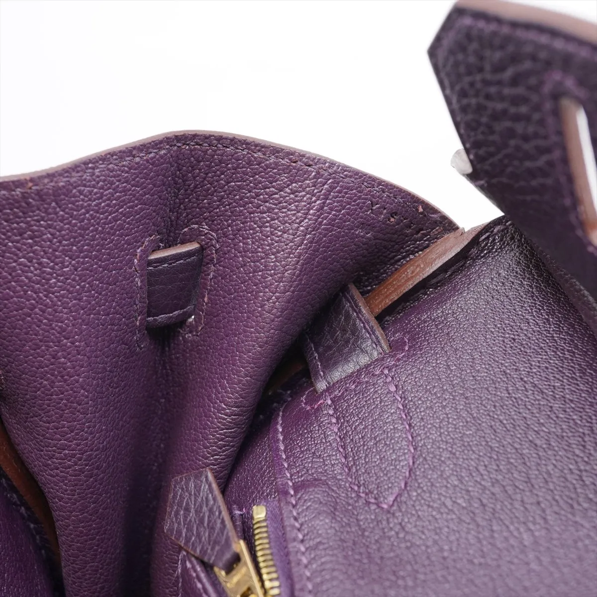 Birkin 30 Taurillon Clemence Handbag, Raisin, Gold Hardware, X: 2016, Dust bag included. — view 11