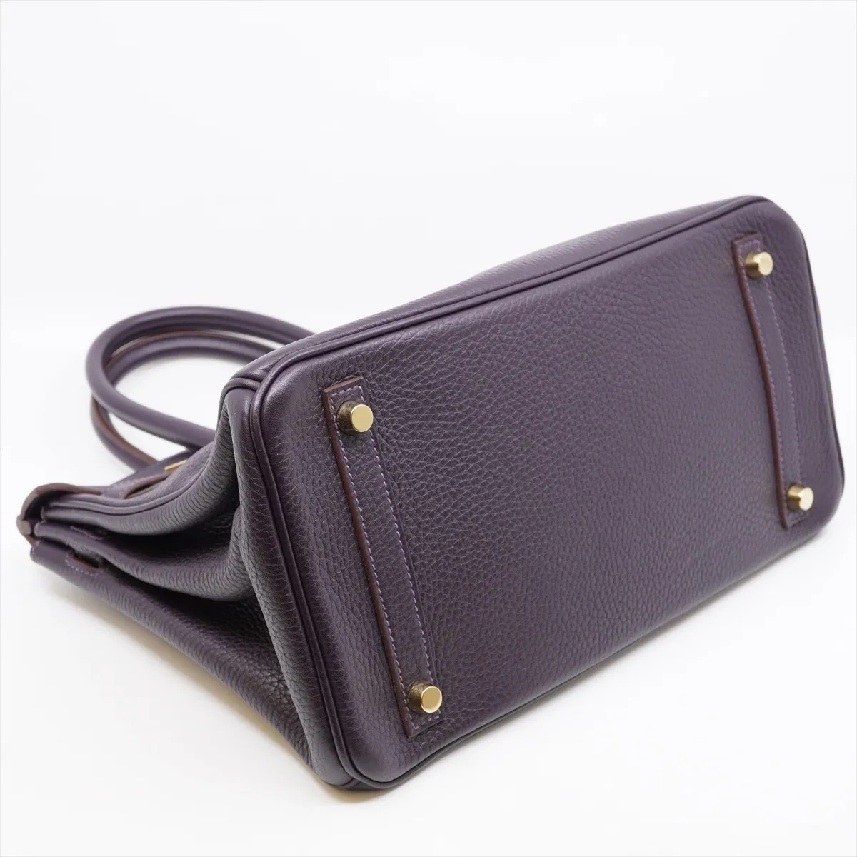 Birkin 30 Taurillon Clemence Handbag, Raisin, Gold Hardware, X: 2016, Dust bag included. — view 4