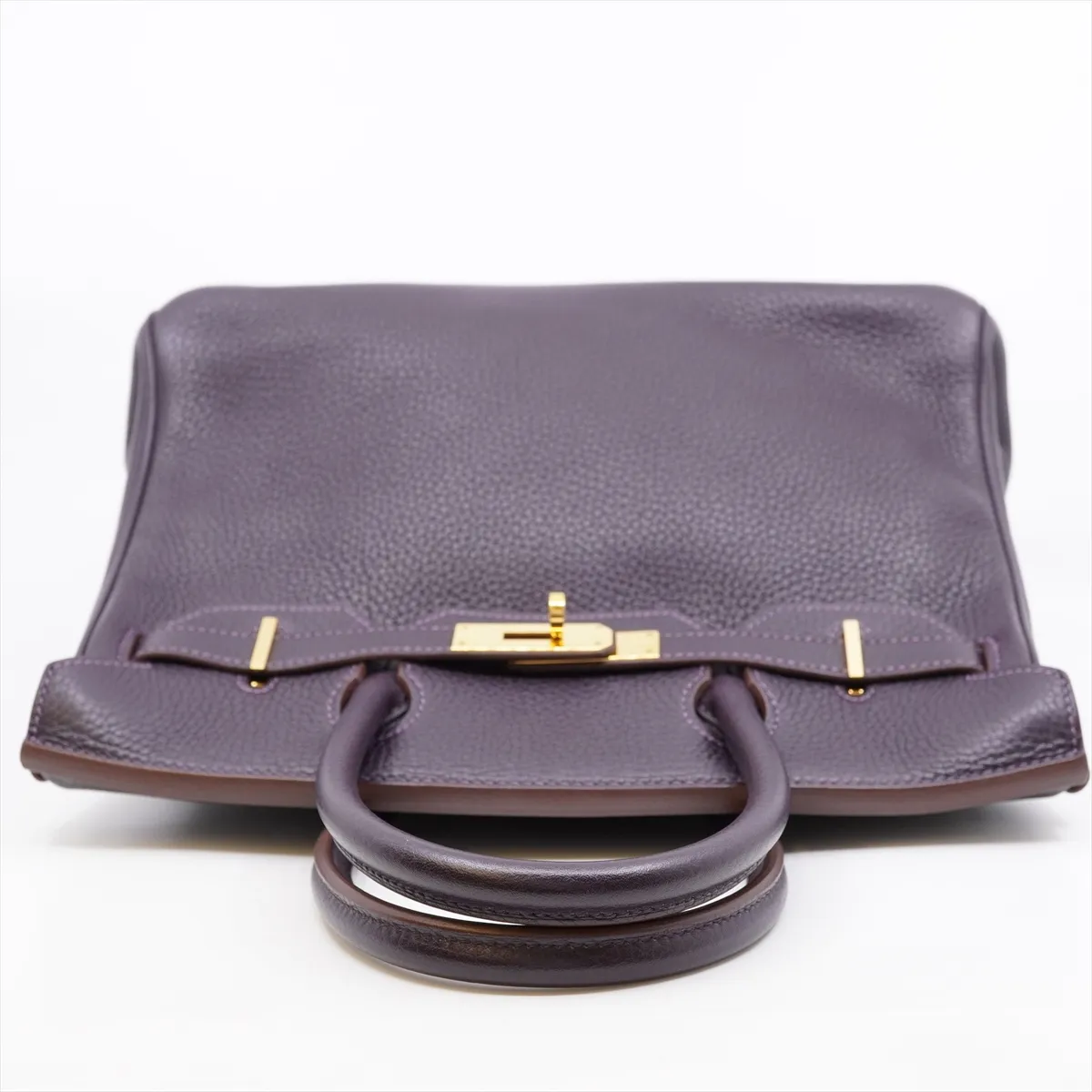 Birkin 30 Taurillon Clemence Handbag, Raisin, Gold Hardware, X: 2016, Dust bag included. — view 5