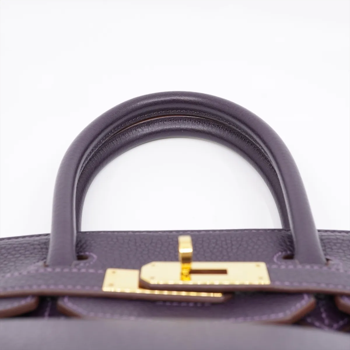 Birkin 30 Taurillon Clemence Handbag, Raisin, Gold Hardware, X: 2016, Dust bag included. — view 6