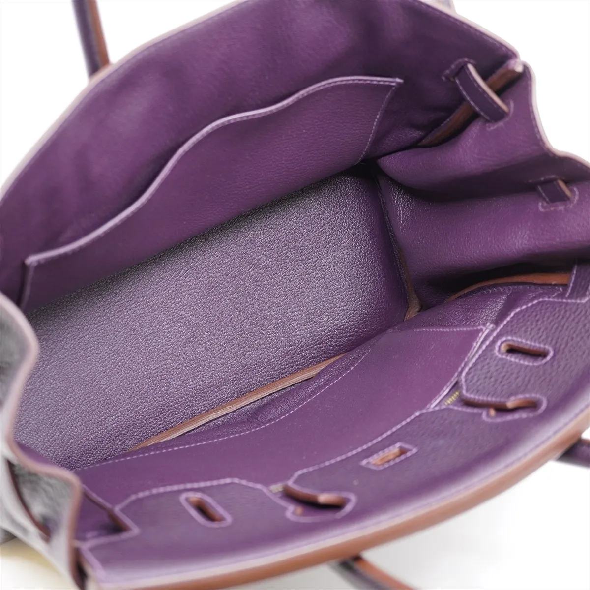 Birkin 30 Taurillon Clemence Handbag, Raisin, Gold Hardware, X: 2016, Dust bag included. — view 7