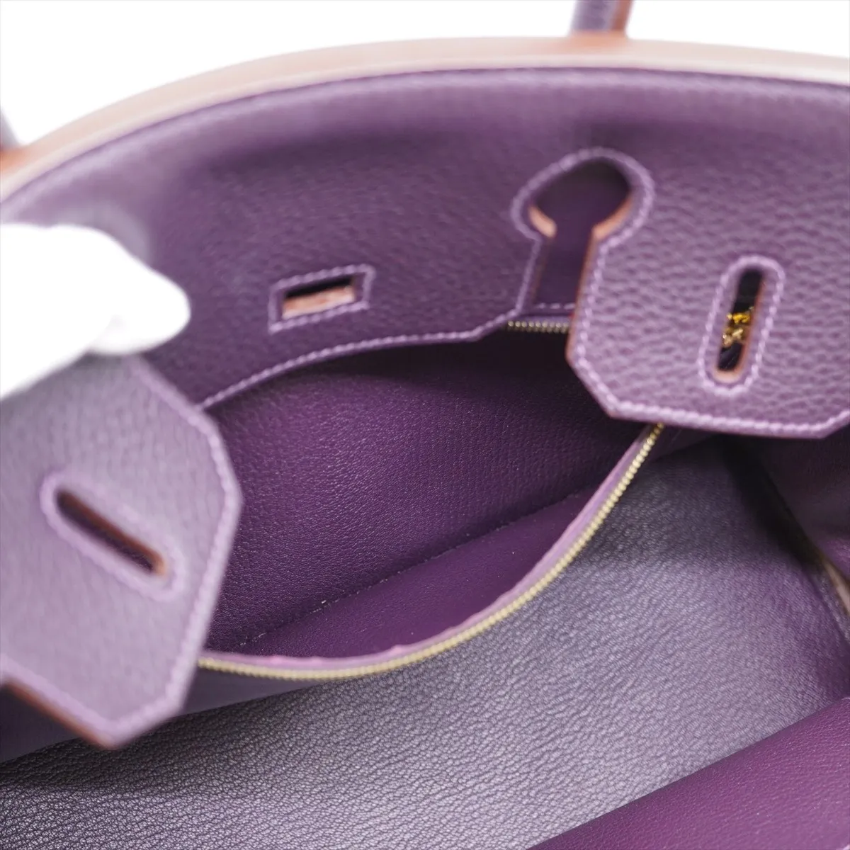 Birkin 30 Taurillon Clemence Handbag, Raisin, Gold Hardware, X: 2016, Dust bag included. — view 9
