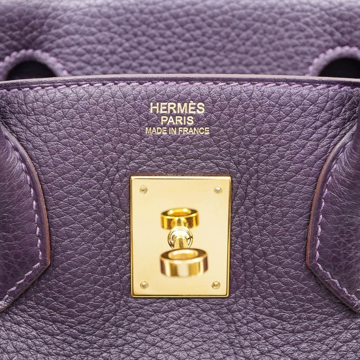 Birkin 30 Taurillon Clemence Handbag, Raisin, Gold Hardware, X: 2016, Dust bag included. — view 10
