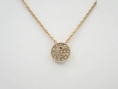 G logo rhinestone gold necklace, neck circumference approximately 43cm