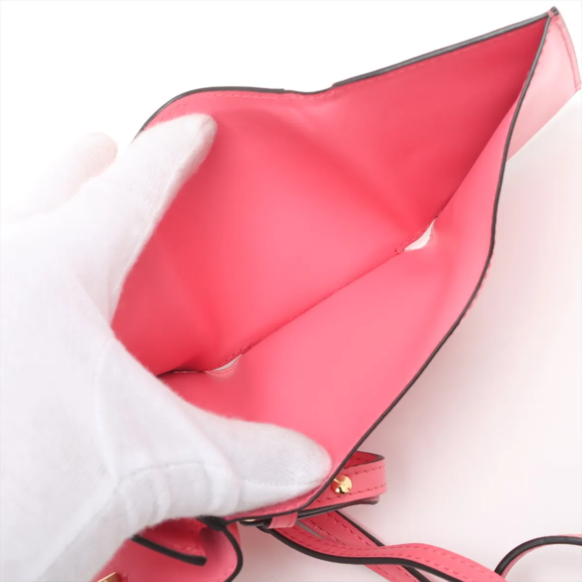 Bucket Leather Shoulder Wallet Pink 8M0482 — view 7