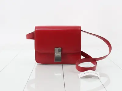 Classic Box Leather Shoulder Bag, Red