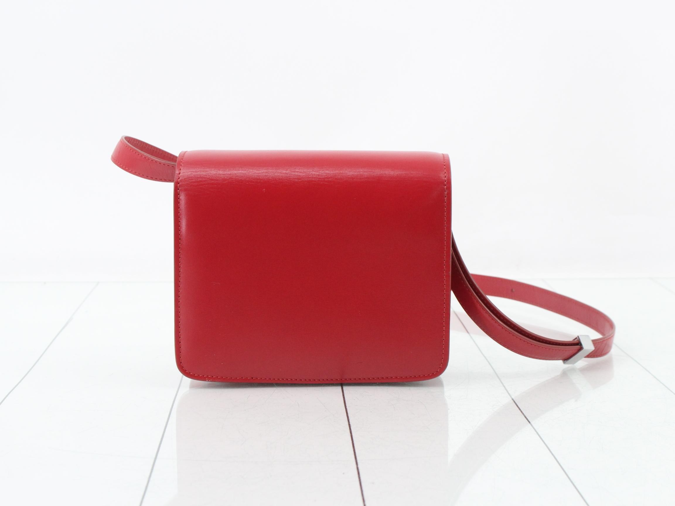 Classic Box Leather Shoulder Bag, Red — view 2