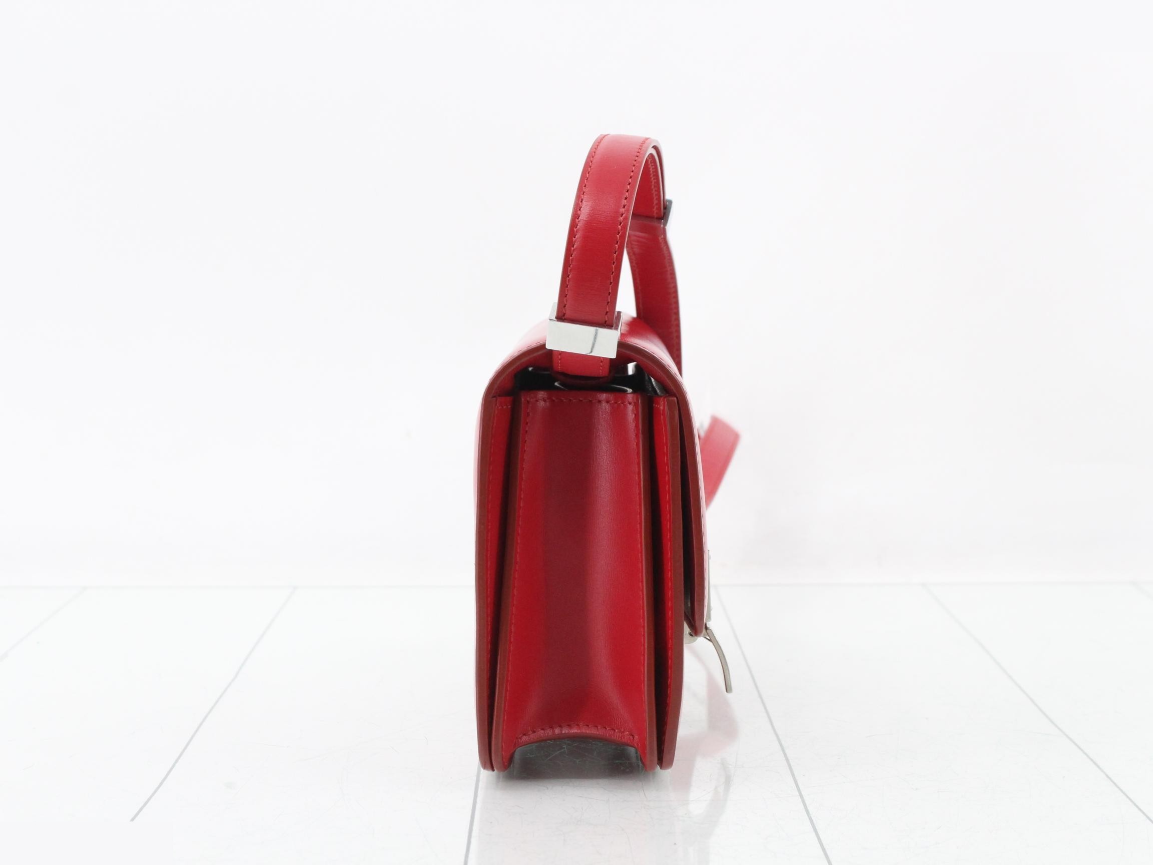 Classic Box Leather Shoulder Bag, Red — view 4