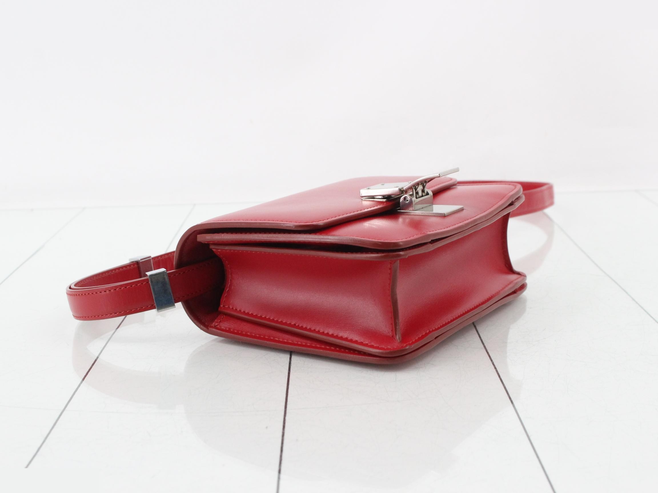 Classic Box Leather Shoulder Bag, Red — view 5