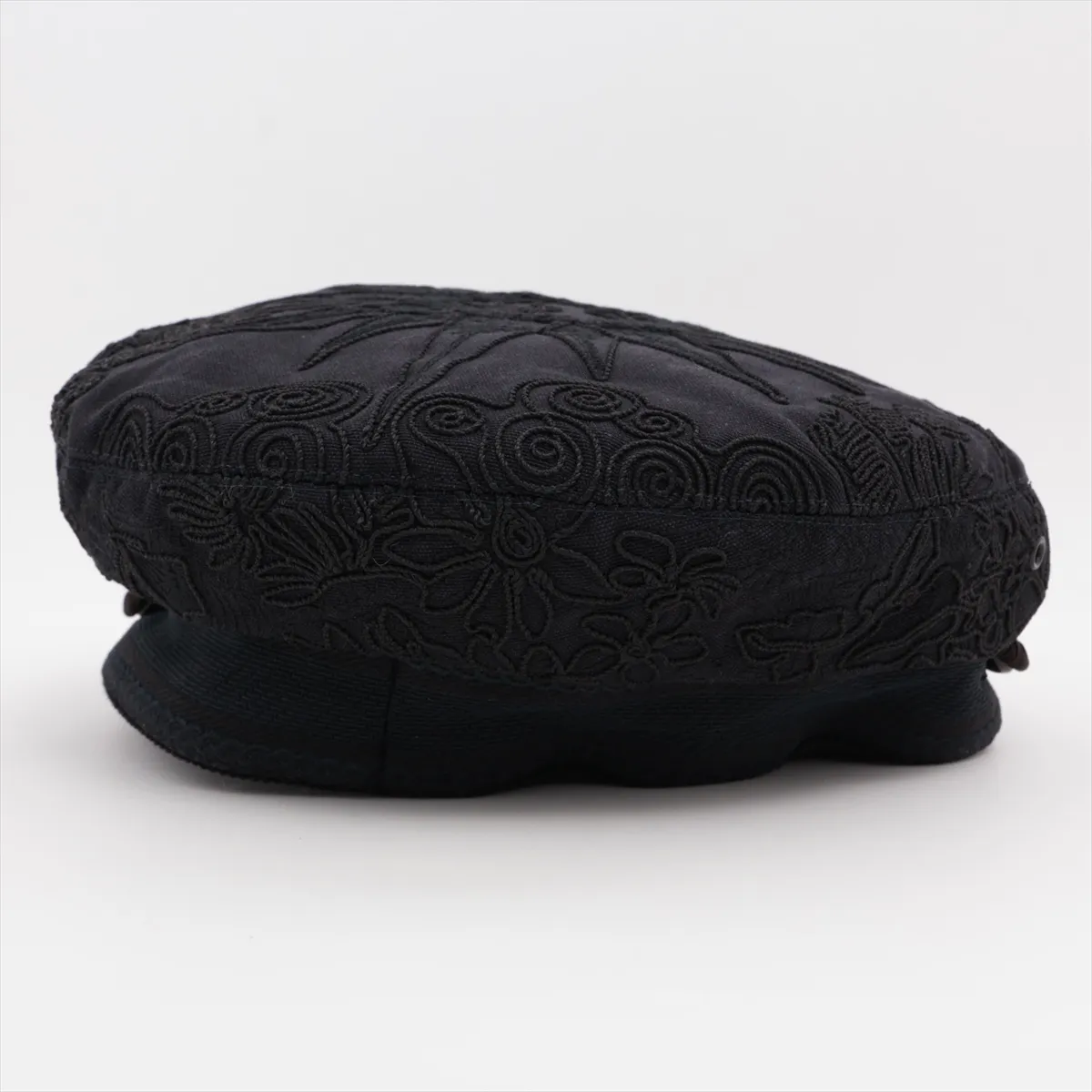Embroidered Casquette, Size 58, Cotton, Black. Shows signs of wear, — view 3