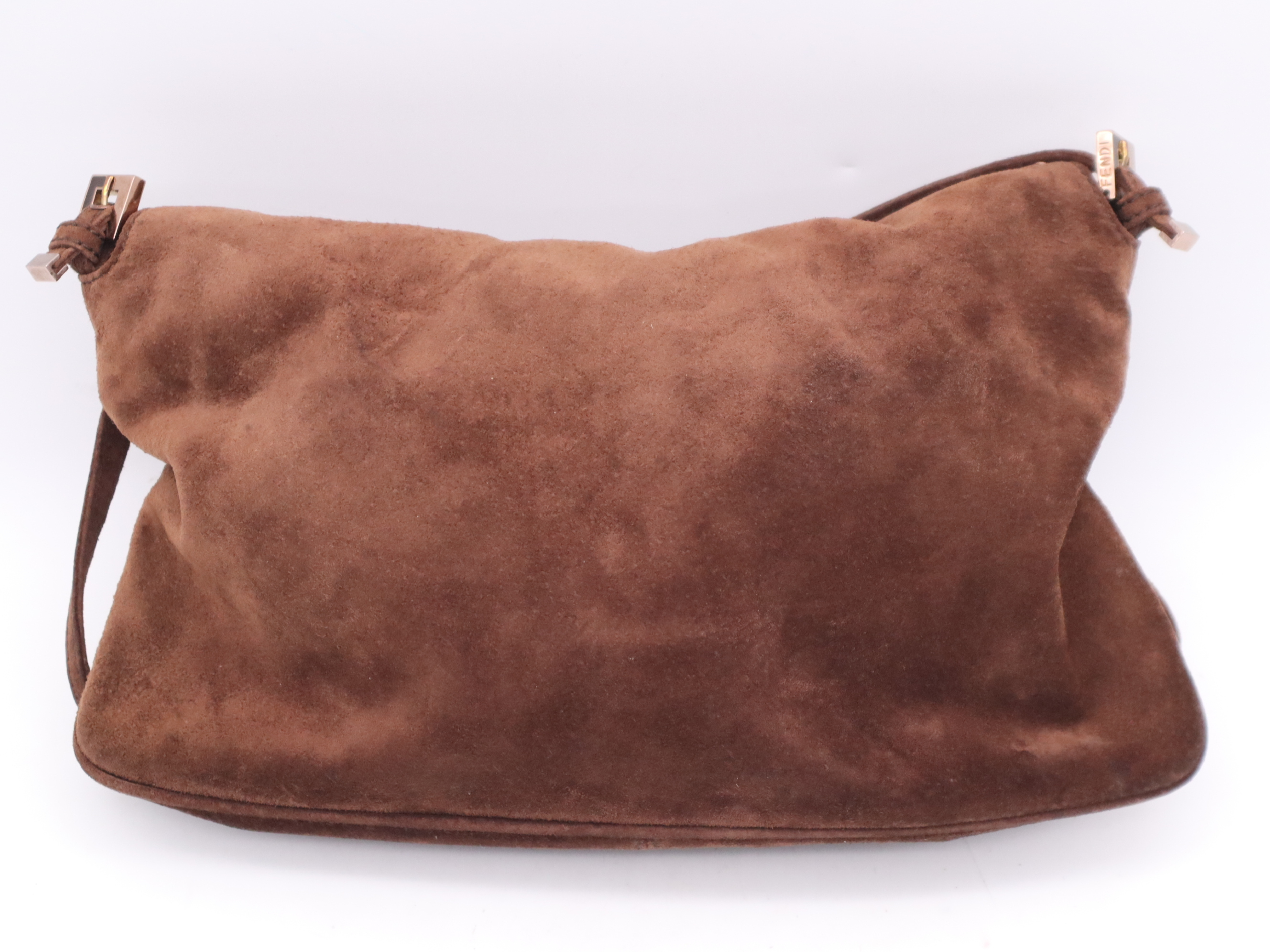Suede Handbag, Zucca Logo, Brown, Pink Gold Hardware — view 2
