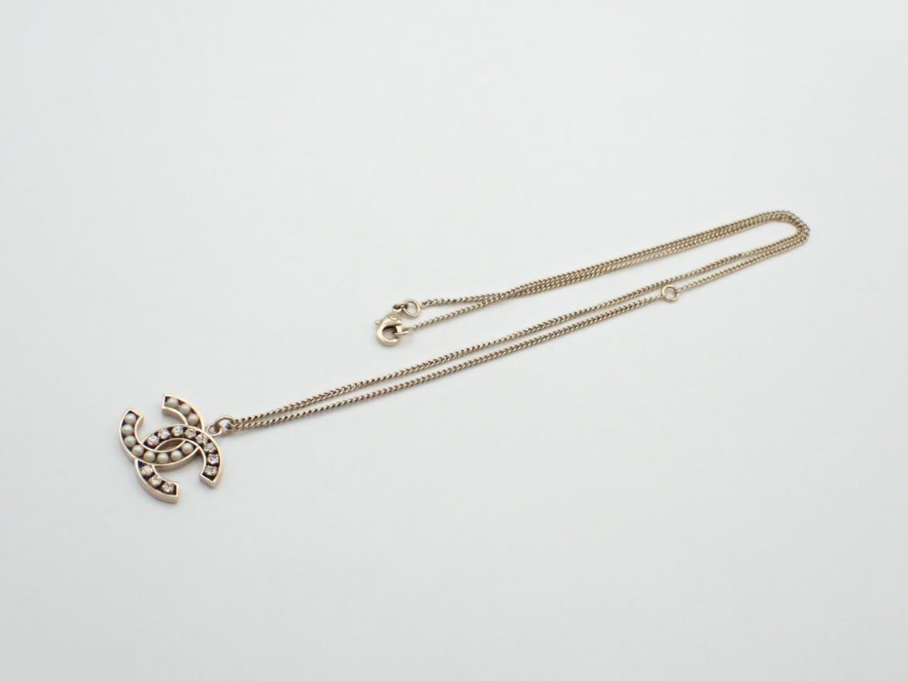 Coco Mark Pearl Rhinestone Necklace, Chain approx. 61cm — view 3