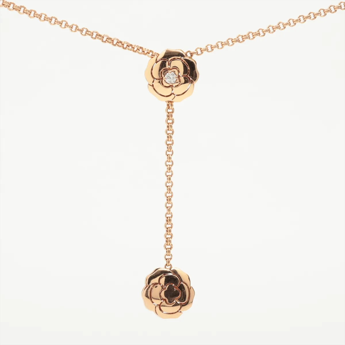 Camellia Diamond Necklace 750(PG) 43.3g DV9377 J11877 — view 2