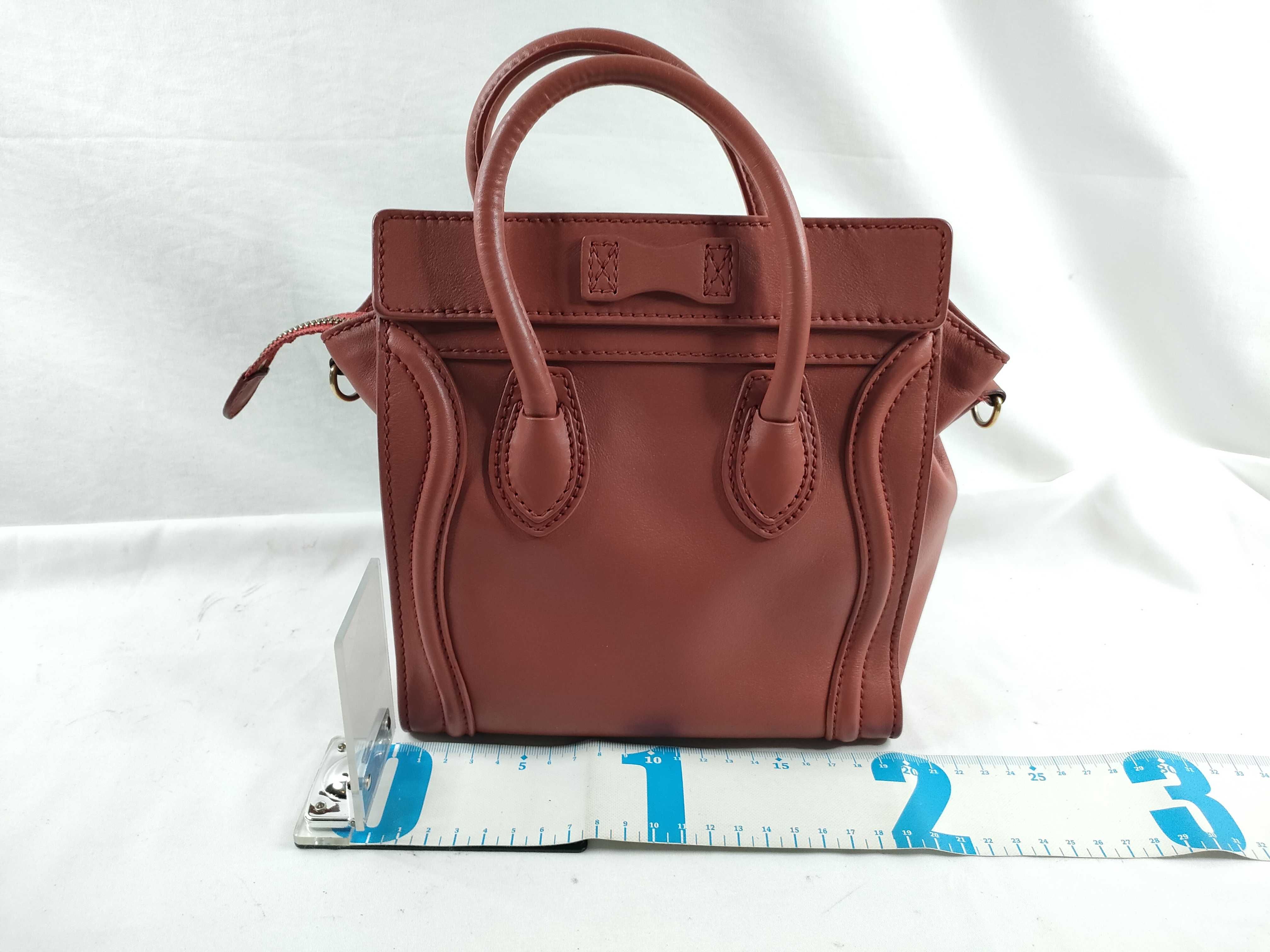 Luggage Nano Shopper 2-Way Handbag/Shoulder Bag, Smooth Leather, Pink, with Strap — view 2
