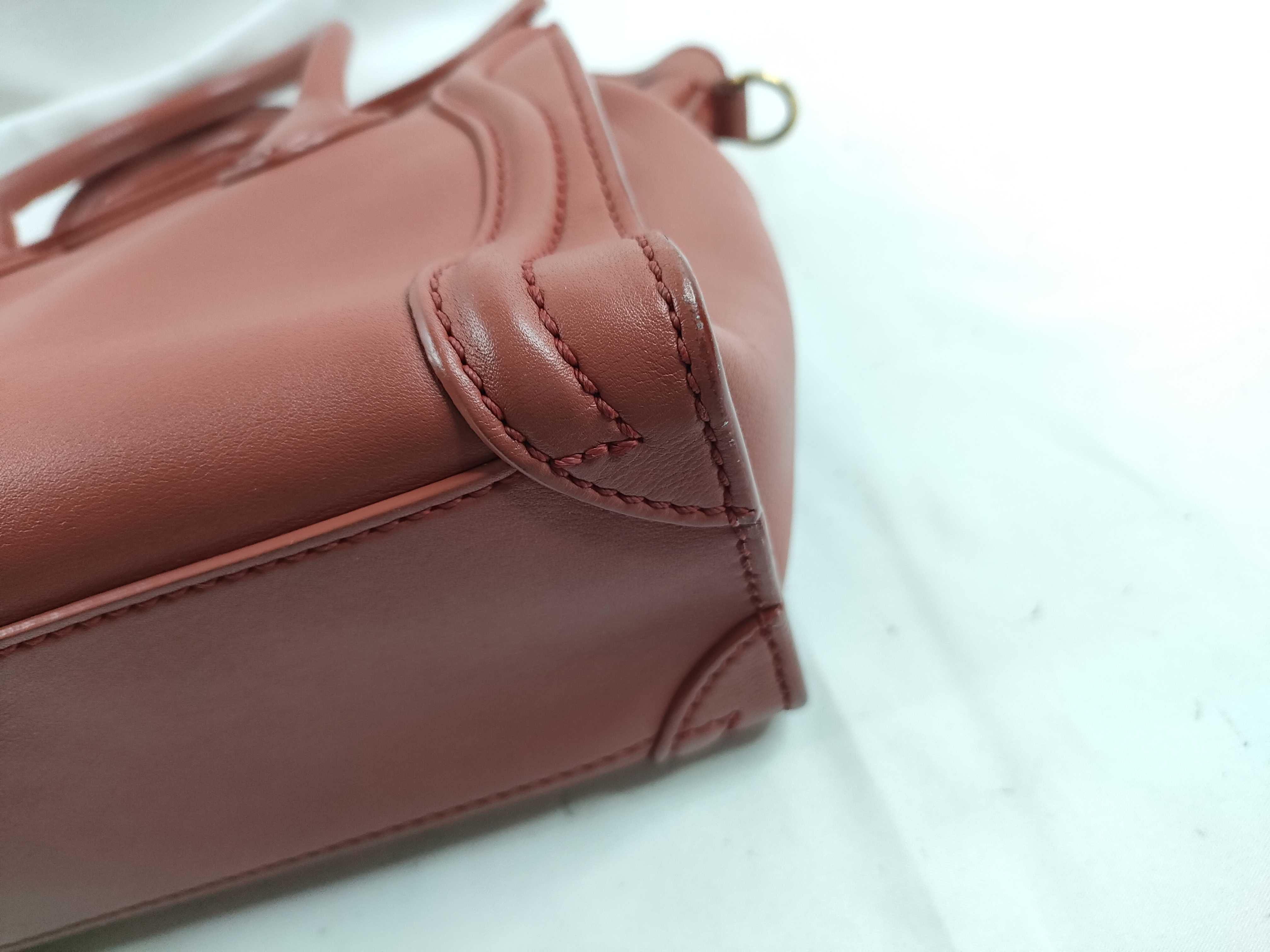 Luggage Nano Shopper 2-Way Handbag/Shoulder Bag, Smooth Leather, Pink, with Strap — view 5
