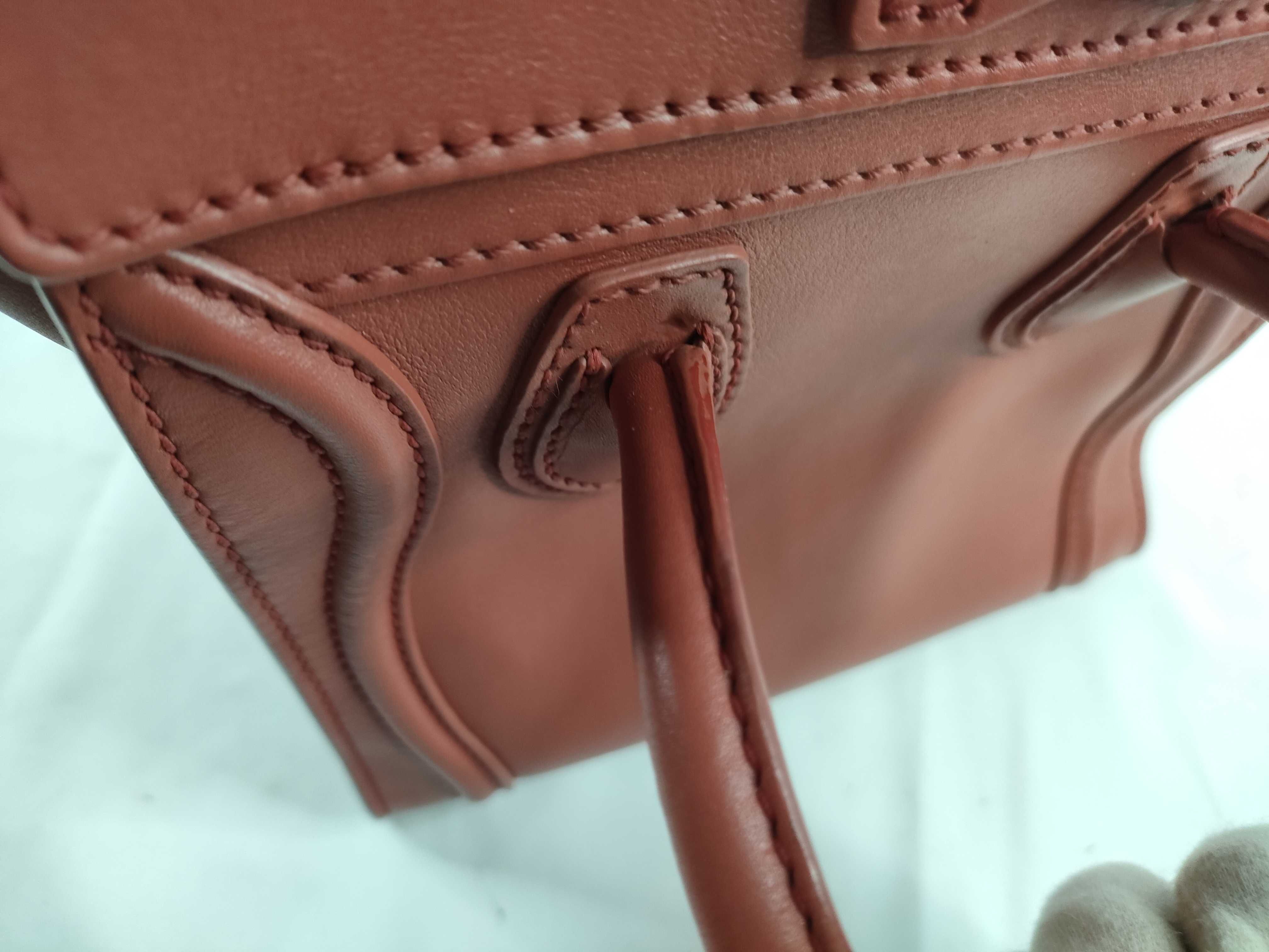 Luggage Nano Shopper 2-Way Handbag/Shoulder Bag, Smooth Leather, Pink, with Strap — view 8