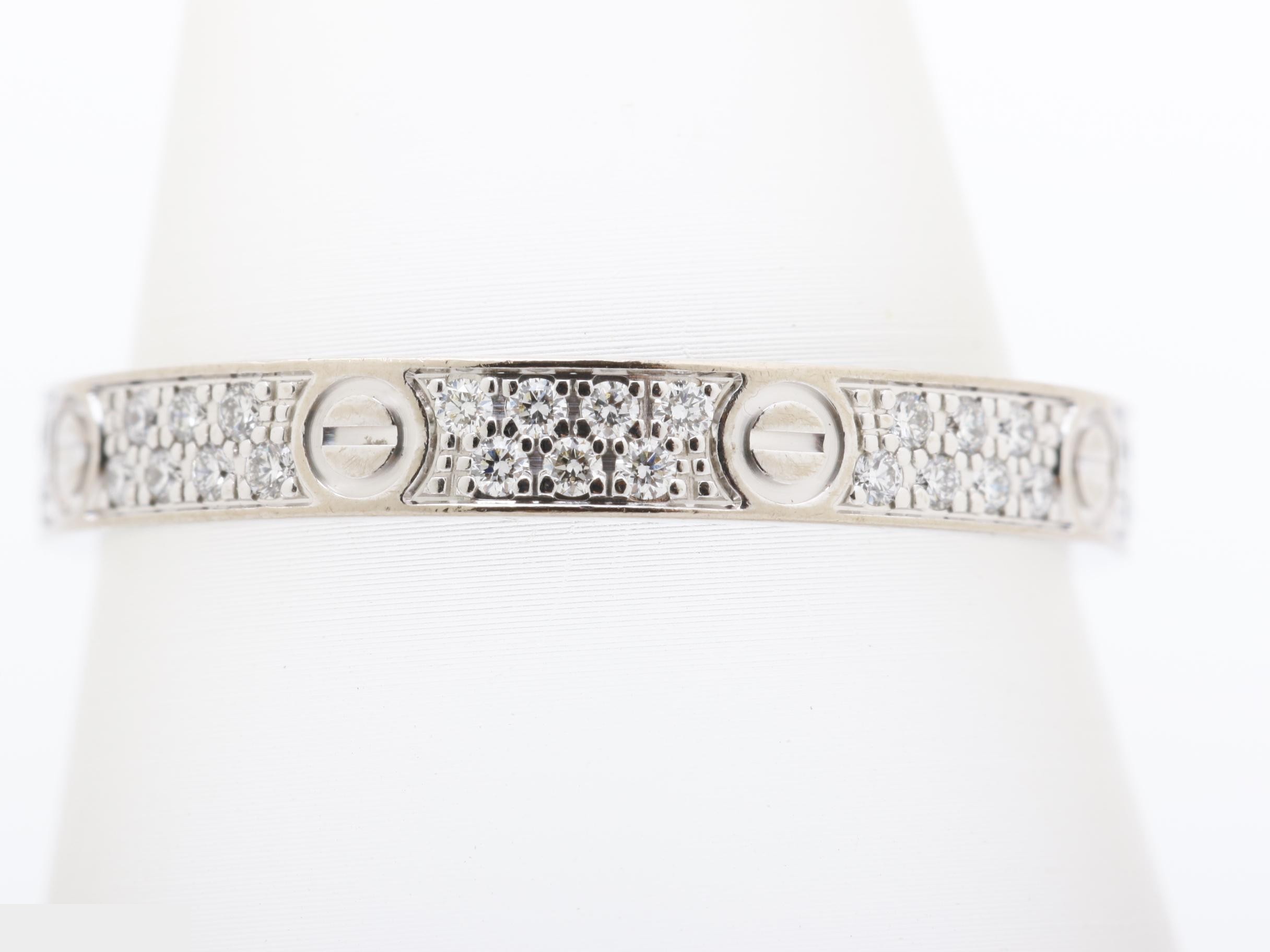 Love Ring Mini Model, 750WG, Pave Diamonds, 1.8g, Size #48, Width 2.6mm — view 2
