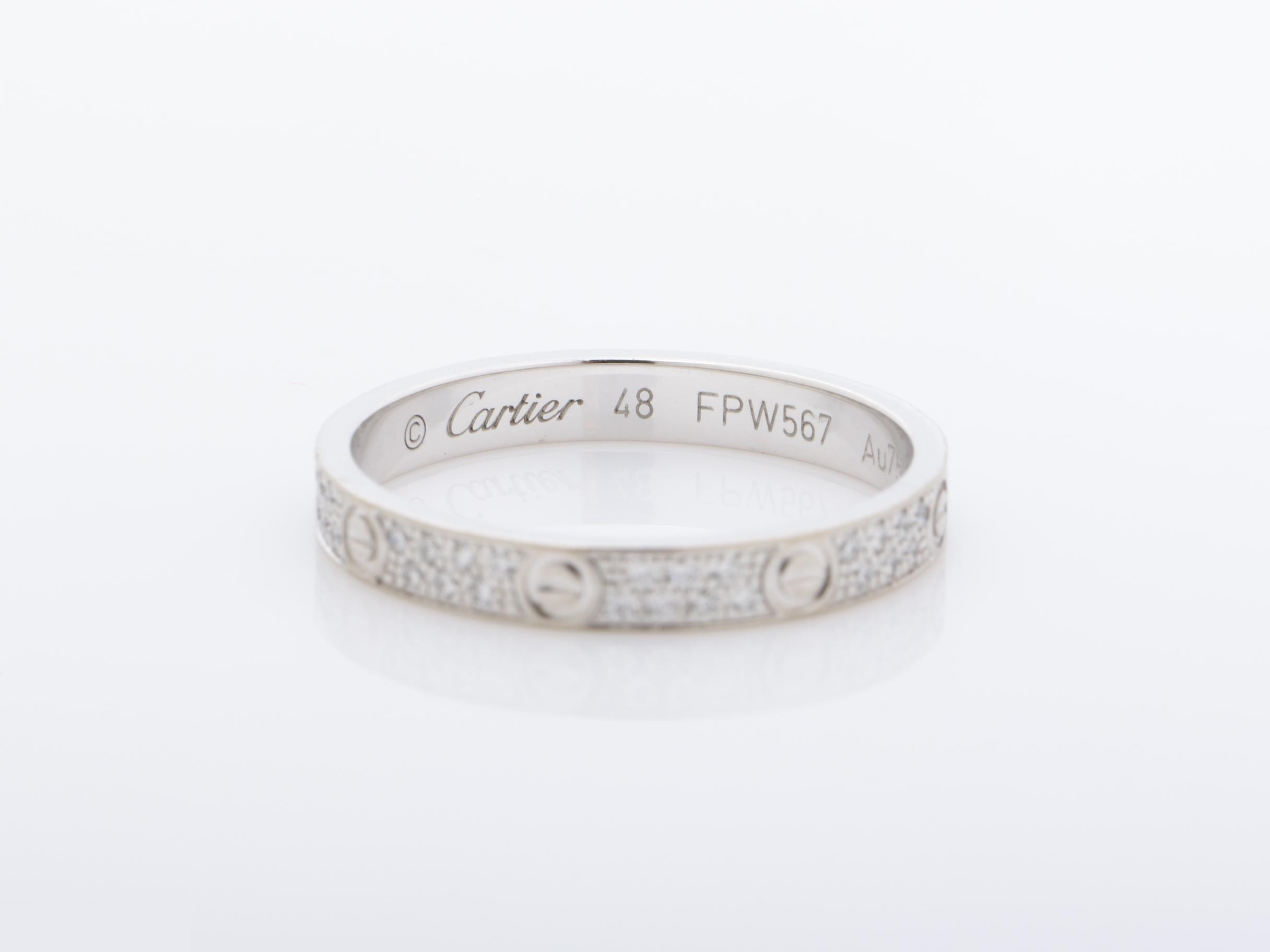 Love Ring Mini Model, 750WG, Pave Diamonds, 1.8g, Size #48, Width 2.6mm — view 4