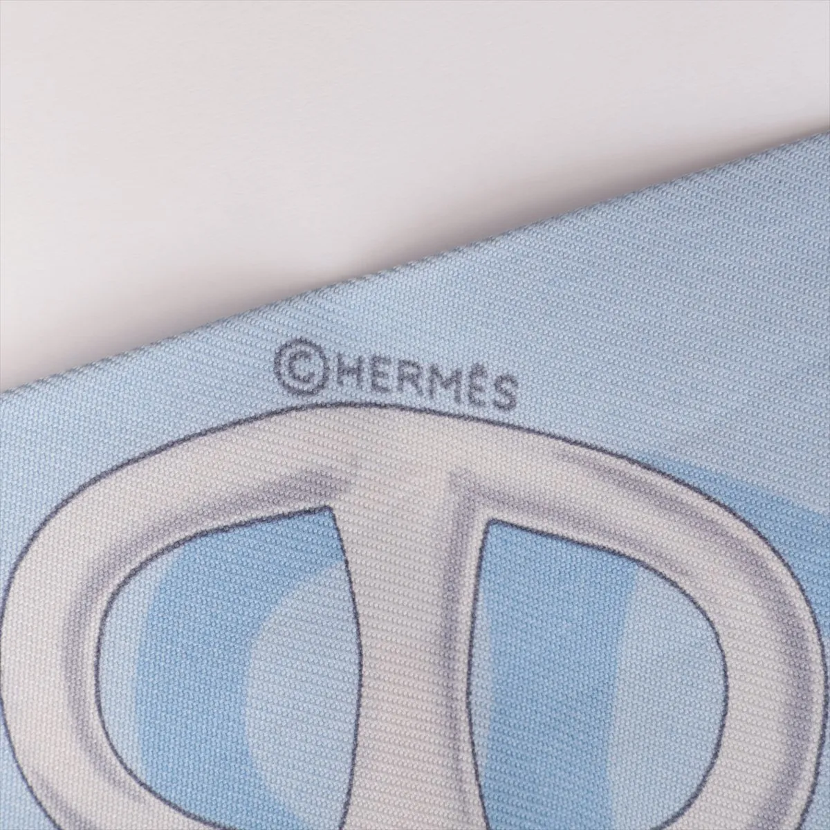 Twilly Scarf, Silk, Light Blue, with wear, — view 3