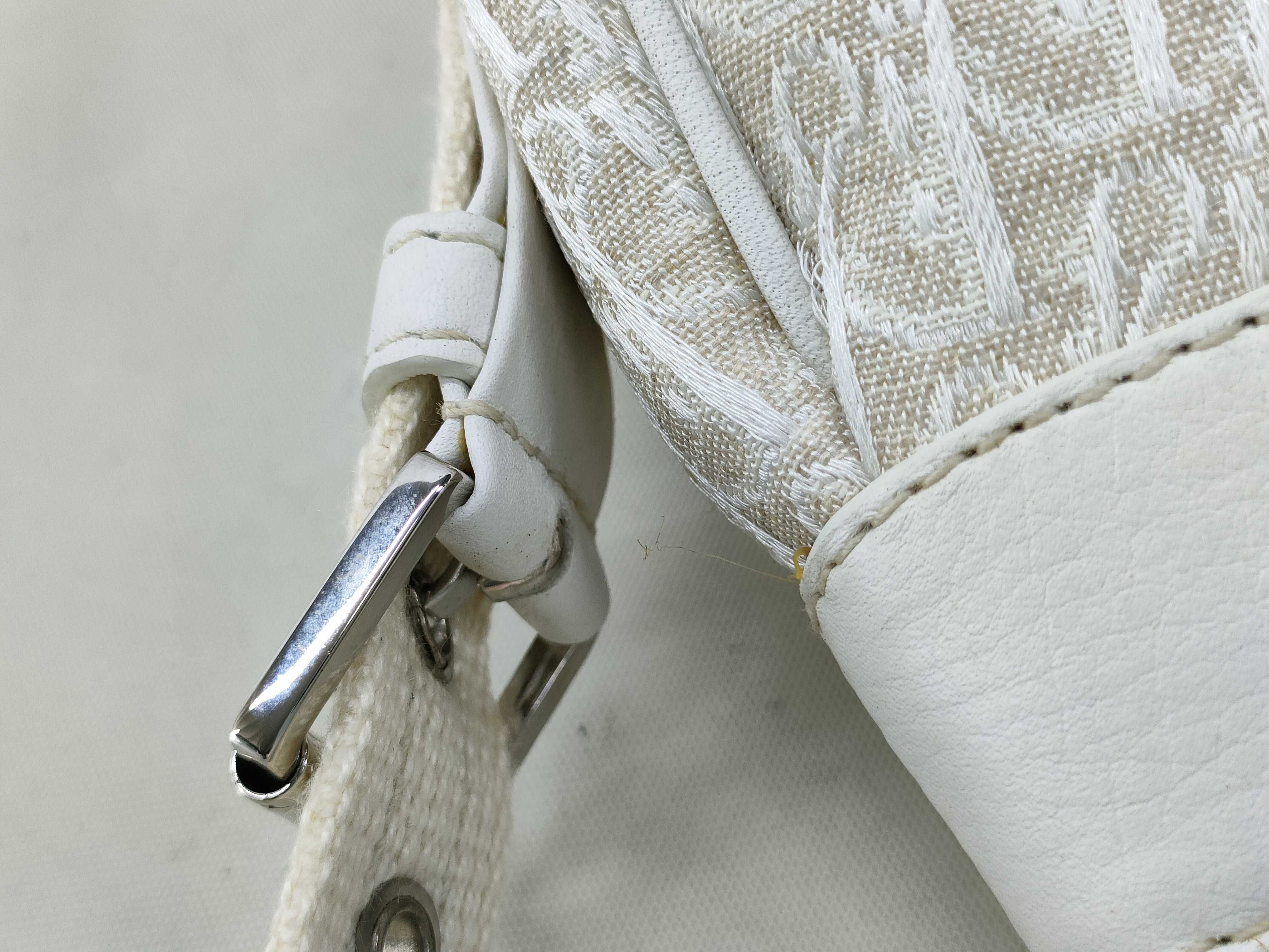Trotter Street Chic Canvas x Leather Handbag White Handbag — view 7
