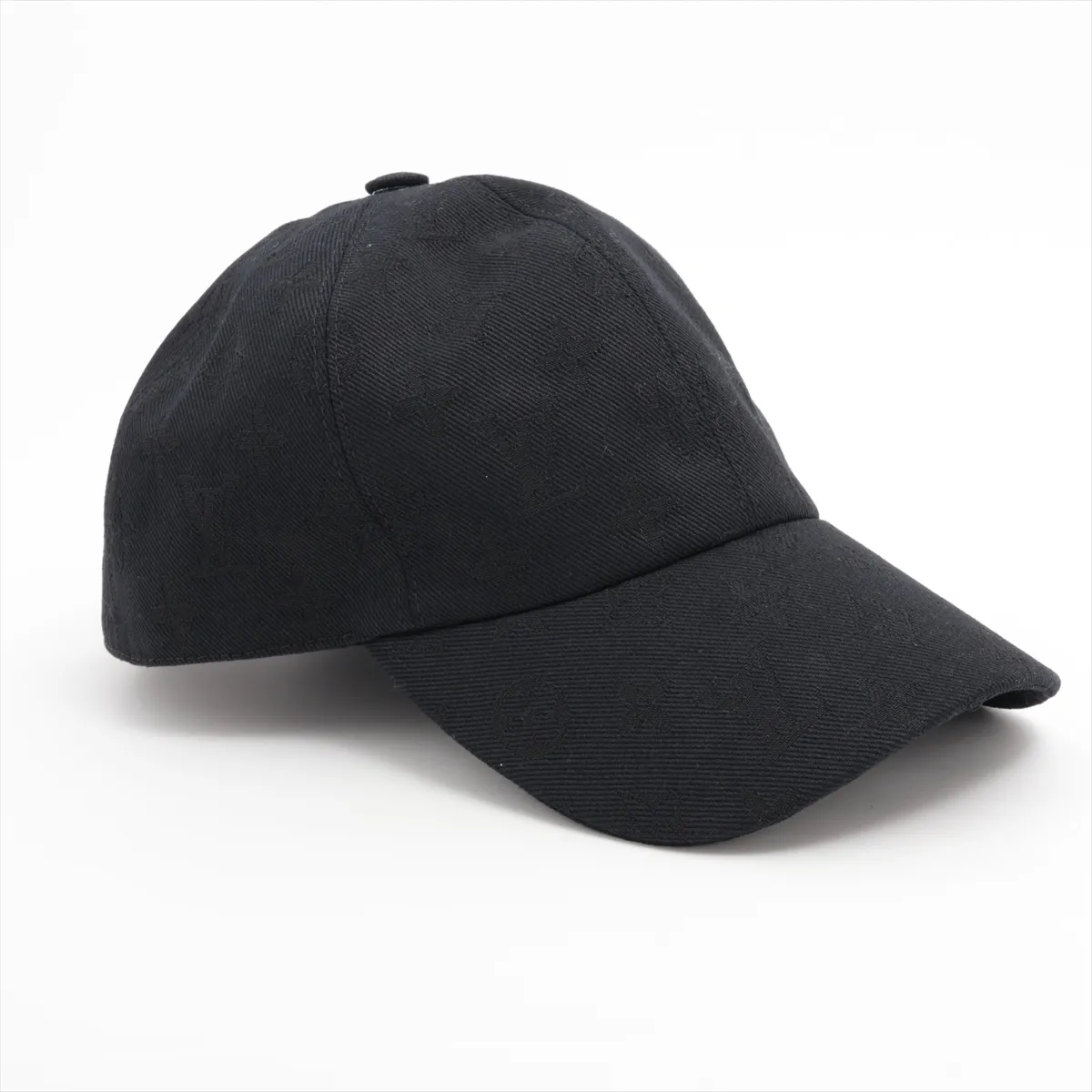 Monogram Essential Cap WA5205, Cotton x Polyester, Black. Shows signs of wear, — view 2