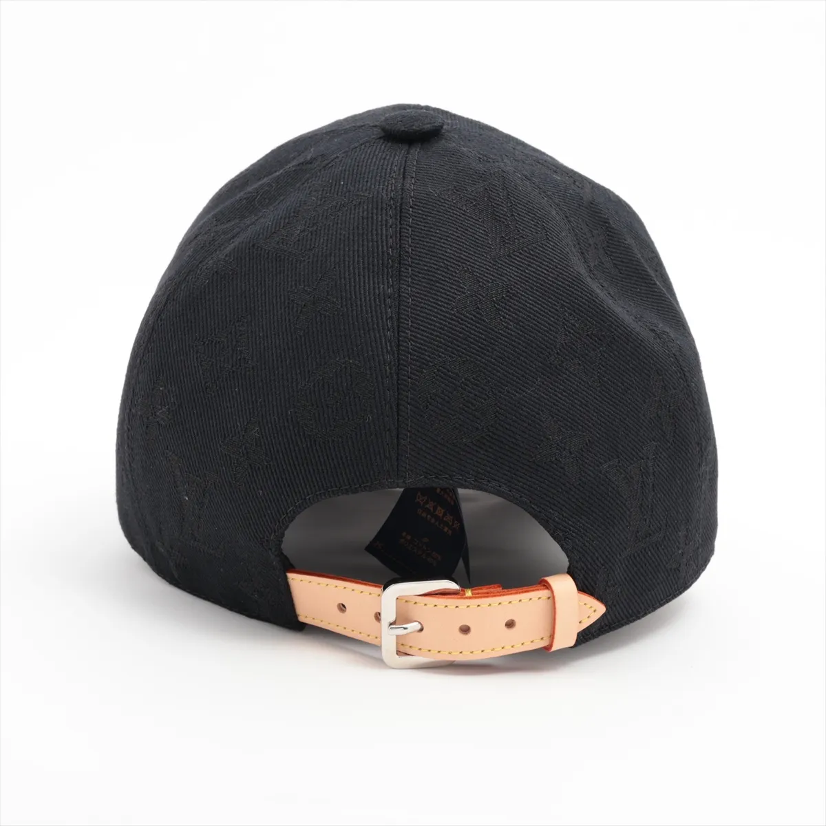 Monogram Essential Cap WA5205, Cotton x Polyester, Black. Shows signs of wear, — view 3