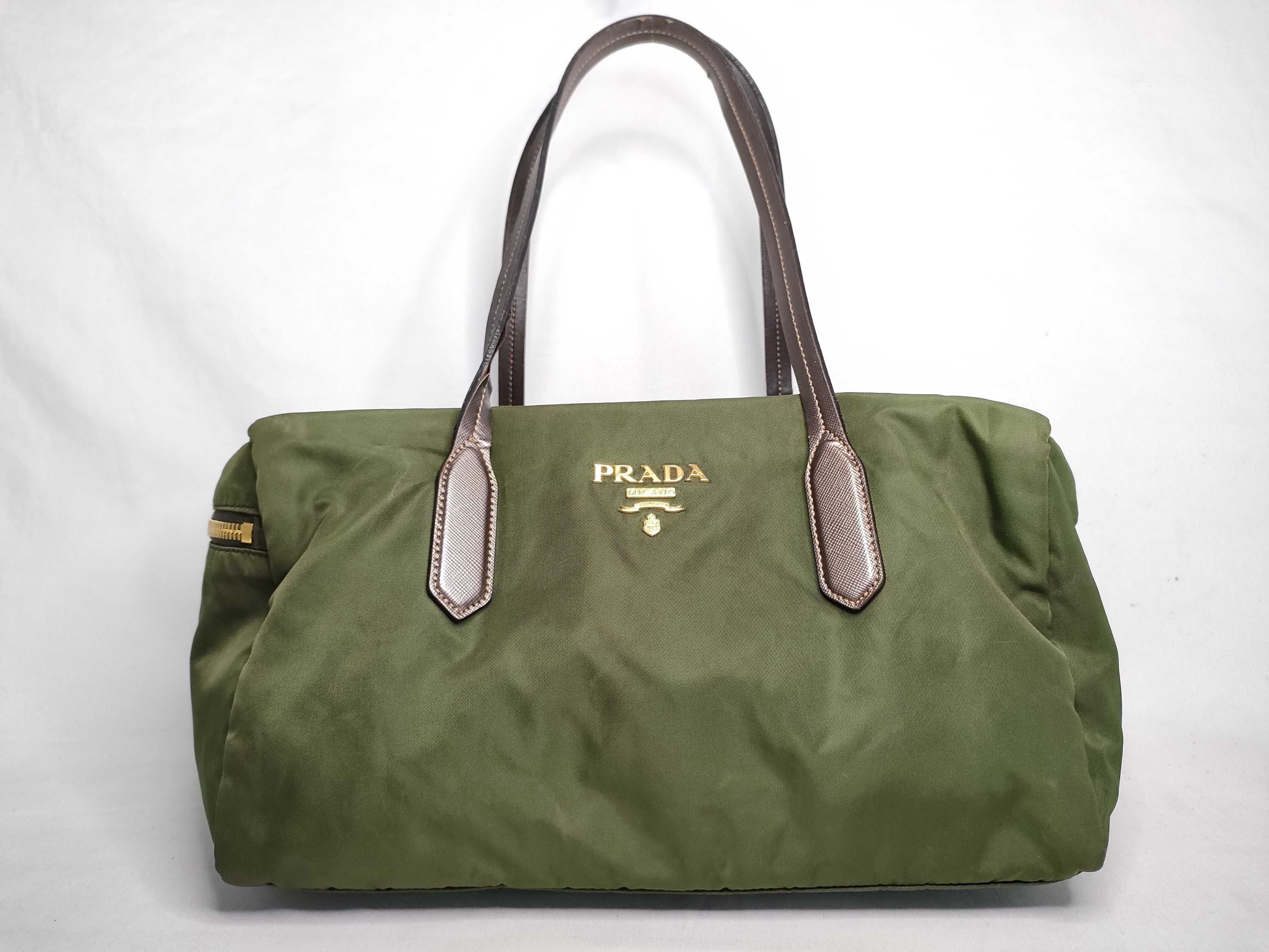 Nylon Shoulder Bag, Khaki, Triangle Logo, Prada Shoulder Bag