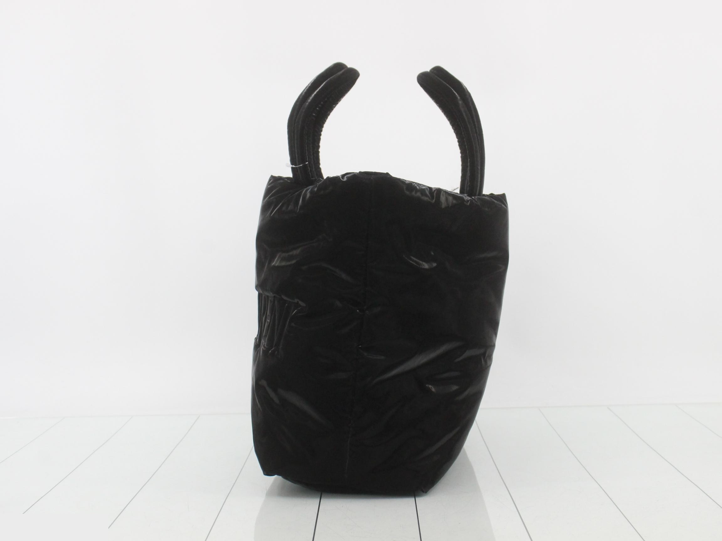 756269 Wide Puffer Black Tote Bag — view 3