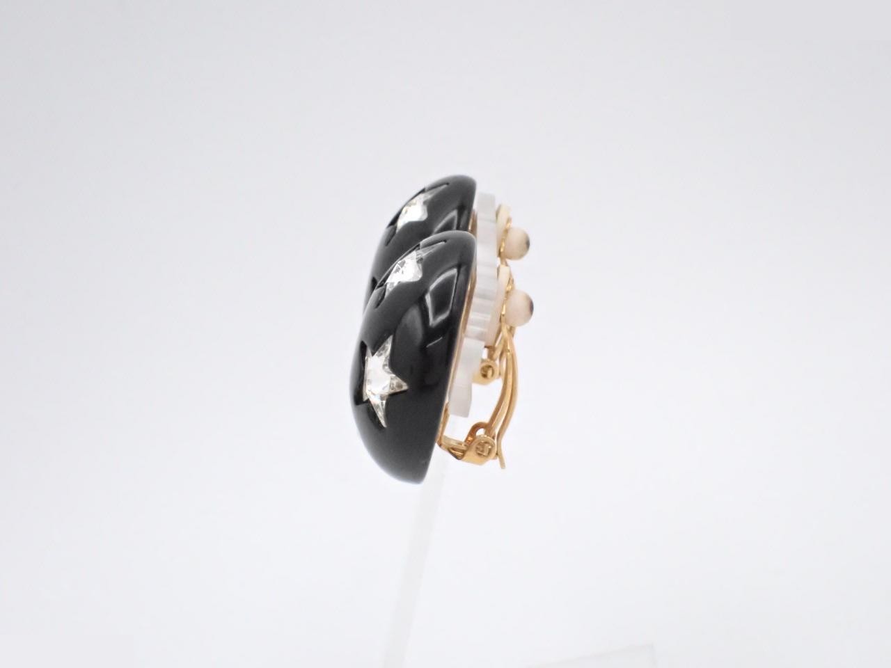 Gold and black star crystal earrings. — view 3