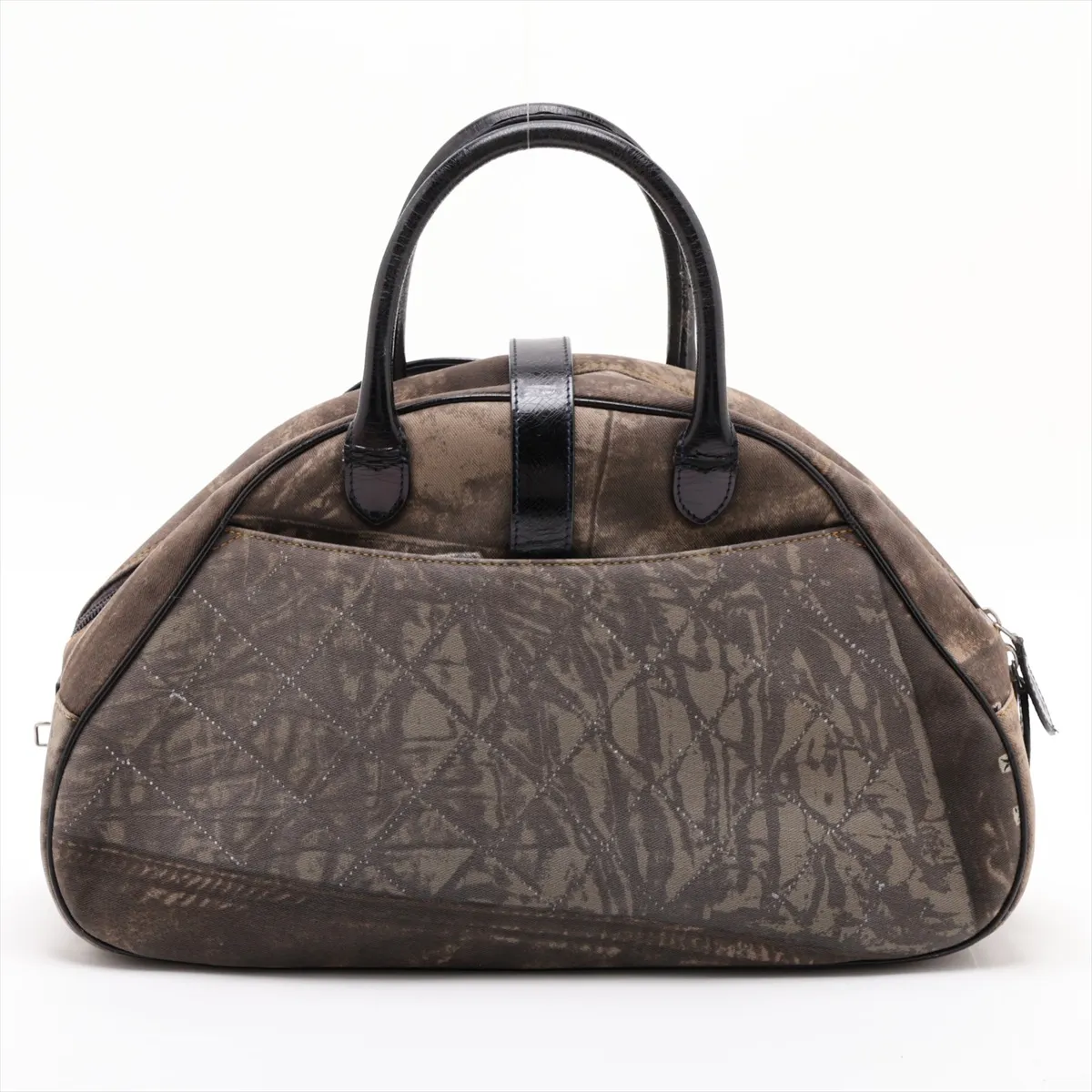 Double Saddle Denim x Patent Leather Handbag, Blue — view 2