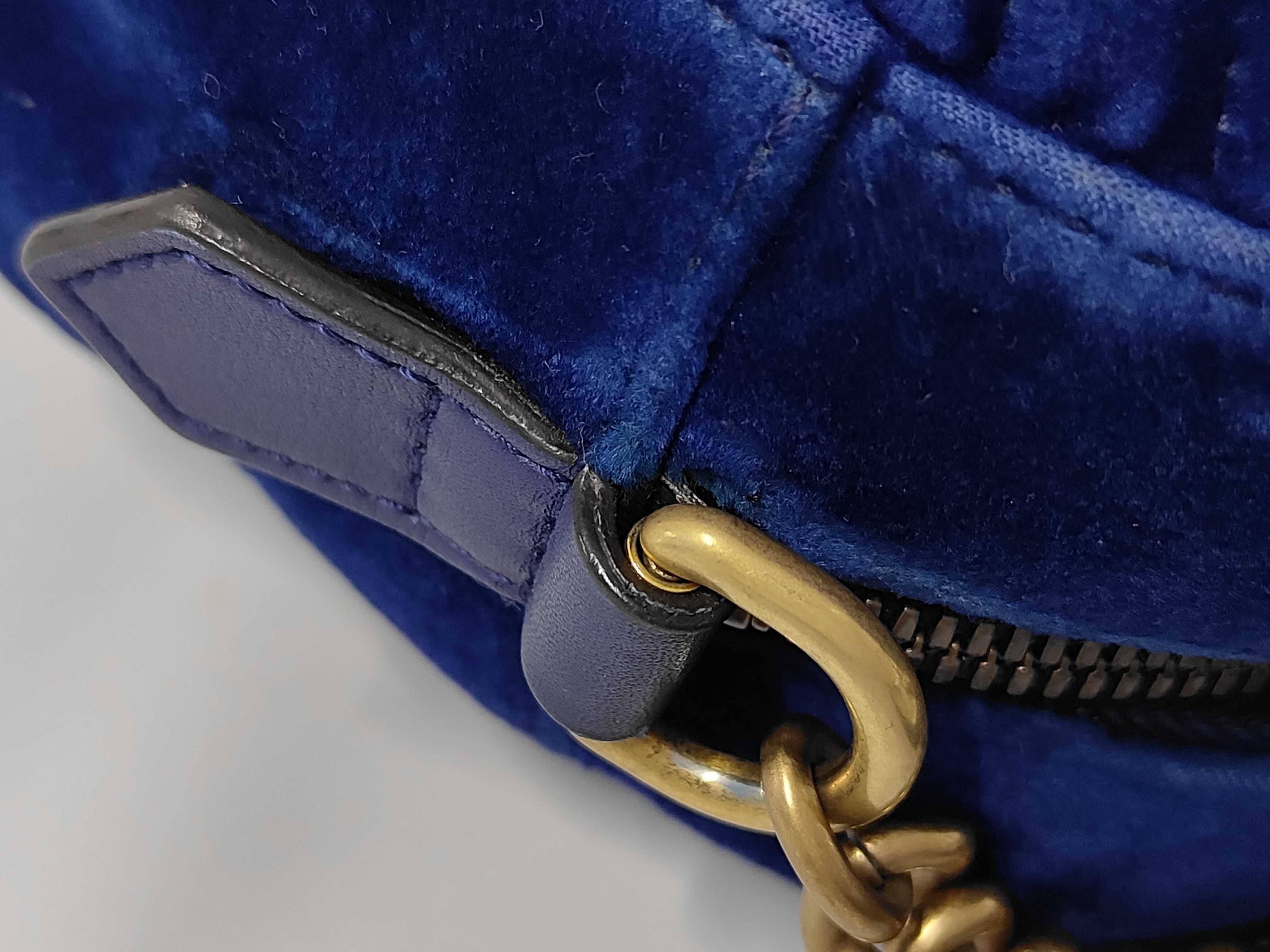 GG Marmont Velour Shoulder Bag (Blue) — view 5
