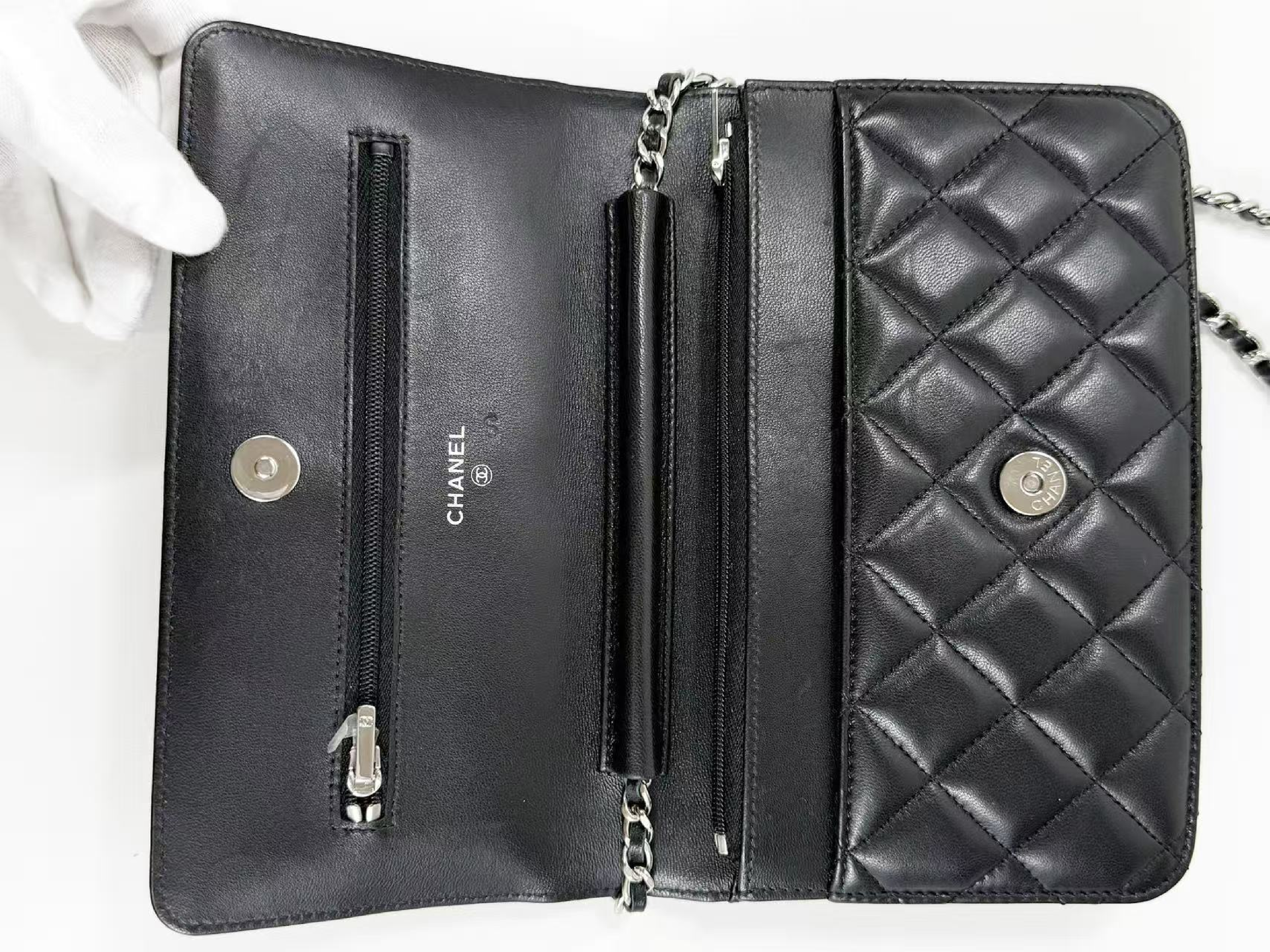 Black Matelassé Shoulder Bag, New Hardware, WOC, Approx. 19cm W, Serial Number 31-series [Box, Dust Bag, Booklet, and Sticker Included], Silver Hardware, 31122710 — view 14