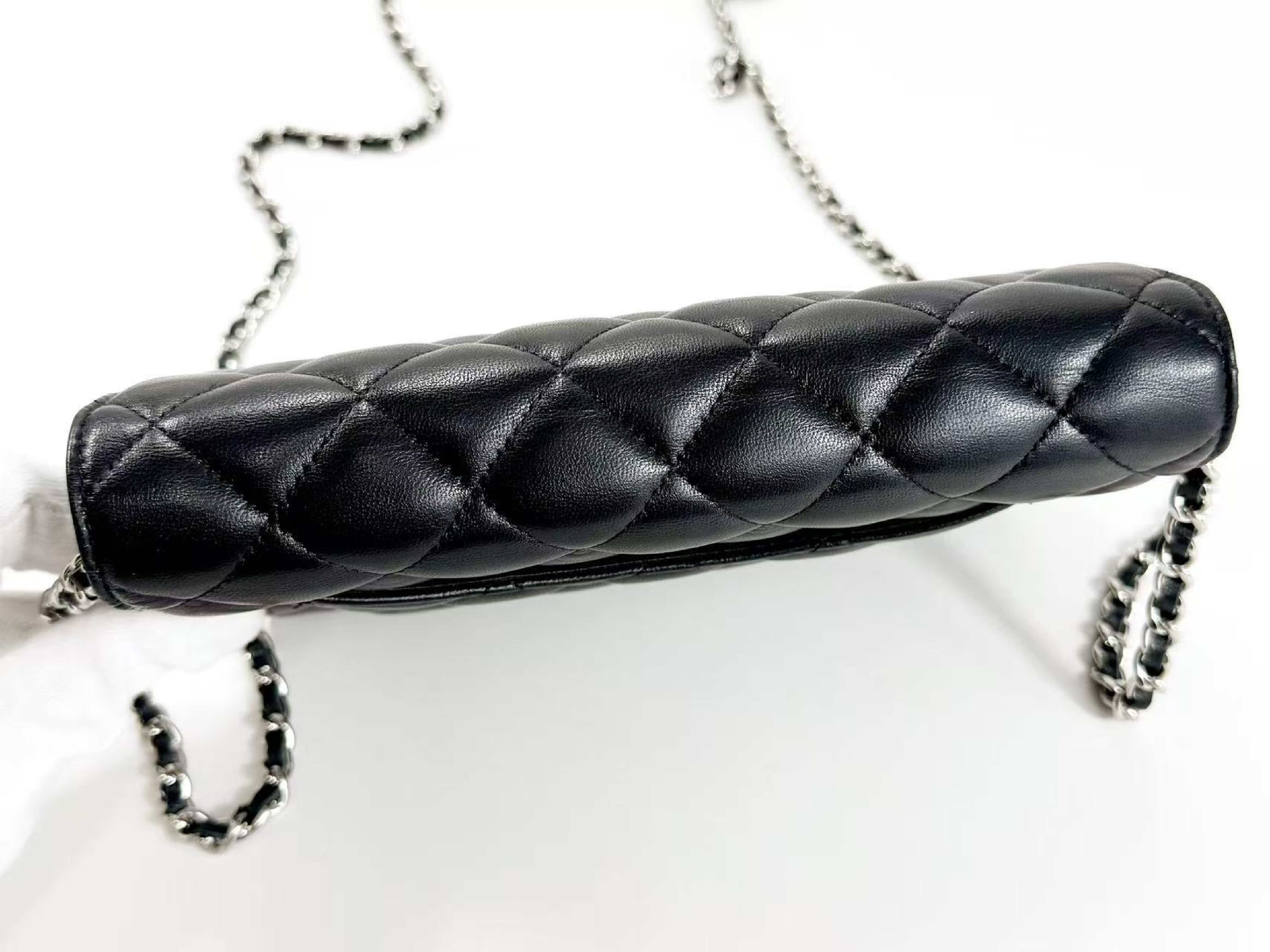 Black Matelassé Shoulder Bag, New Hardware, WOC, Approx. 19cm W, Serial Number 31-series [Box, Dust Bag, Booklet, and Sticker Included], Silver Hardware, 31122710 — view 7