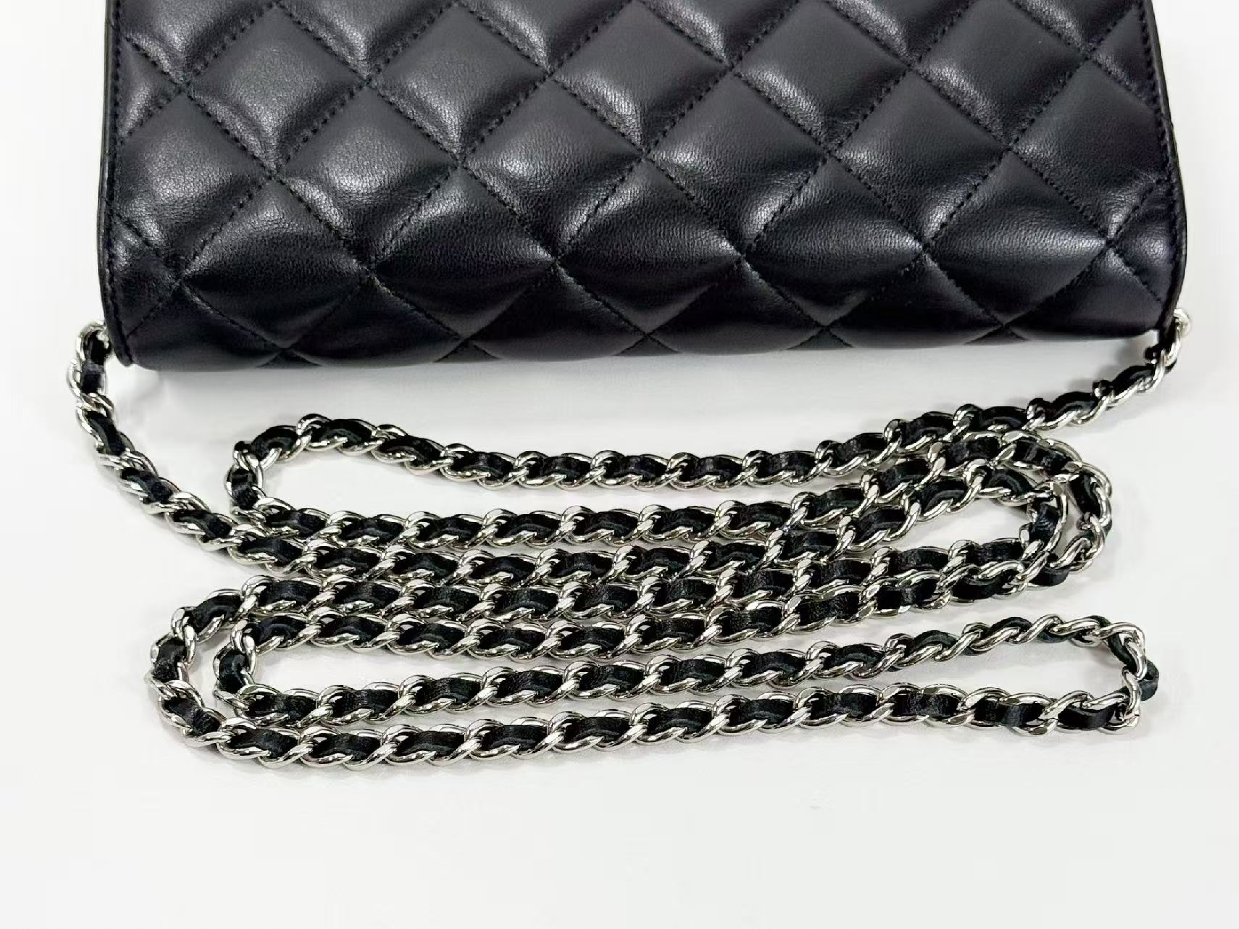 Black Matelassé Shoulder Bag, New Hardware, WOC, Approx. 19cm W, Serial Number 31-series [Box, Dust Bag, Booklet, and Sticker Included], Silver Hardware, 31122710 — view 8