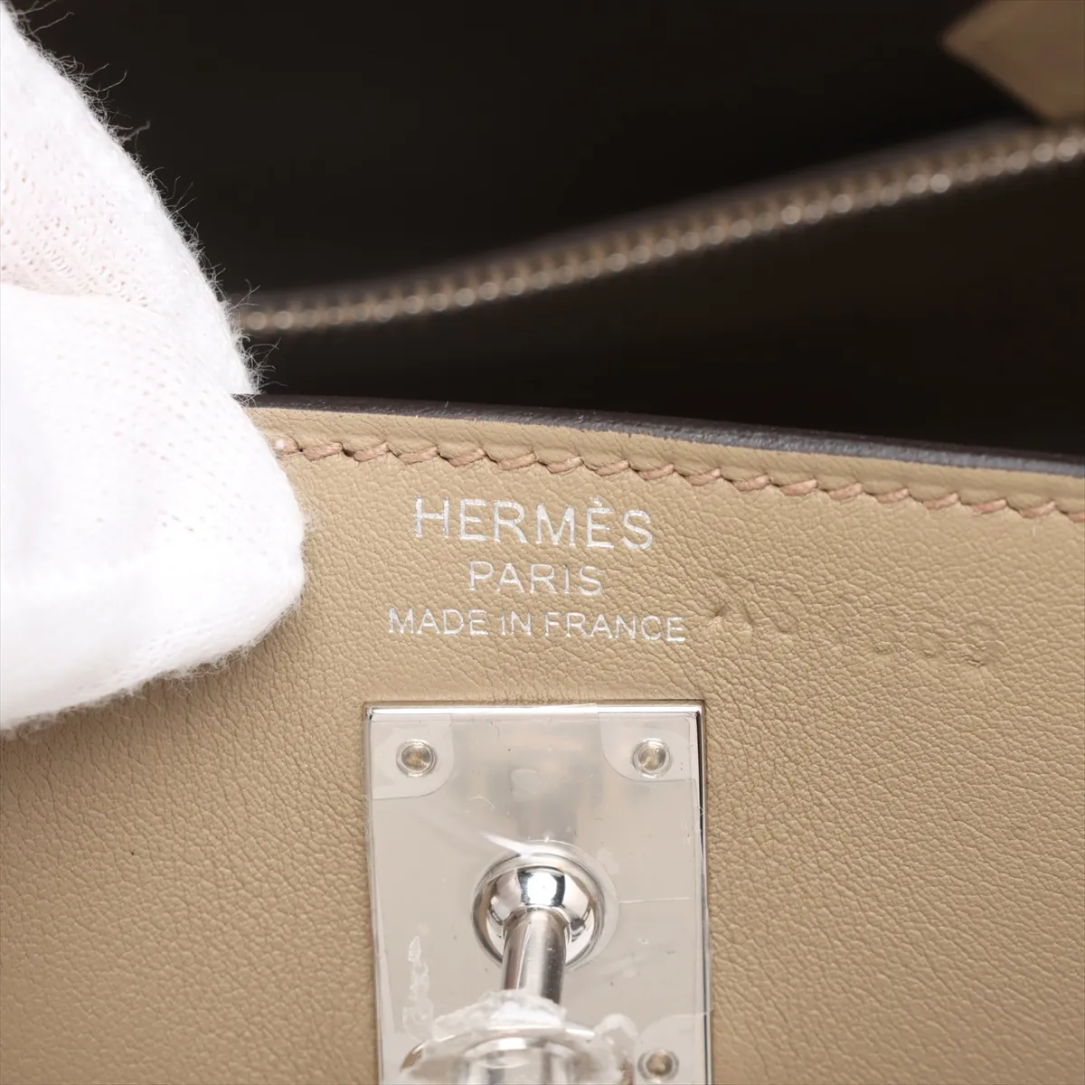 [Individually wrapped] Hermes Kelly 25 LeTourne Vaux Swift Beige Marfa Silver Hardware W:2024 XS4869 — view 11