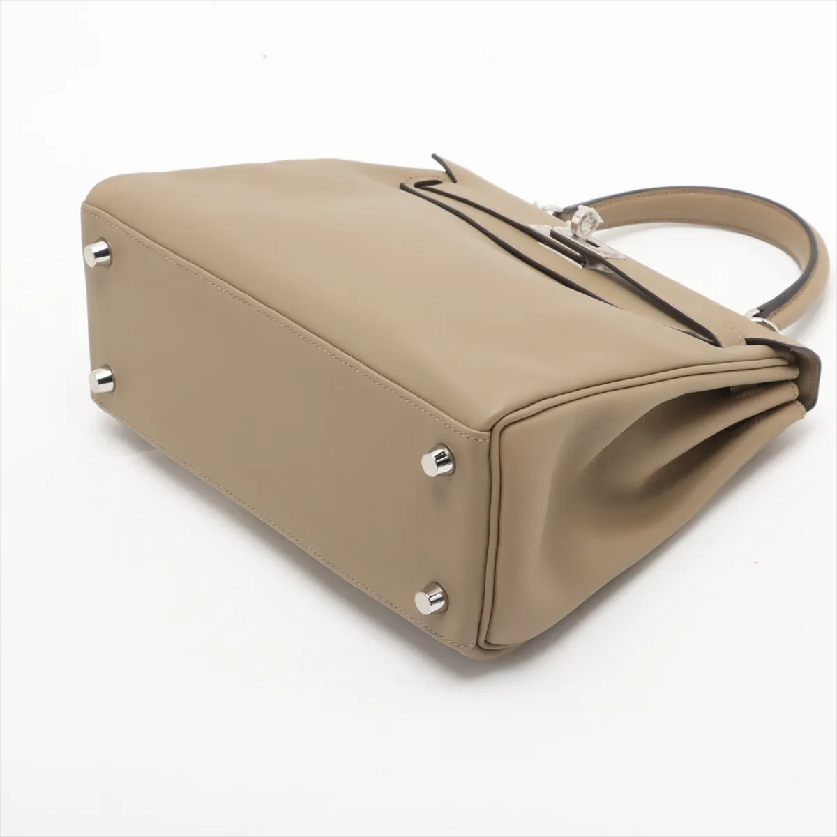 [Individually wrapped] Hermes Kelly 25 LeTourne Vaux Swift Beige Marfa Silver Hardware W:2024 XS4869 — view 3