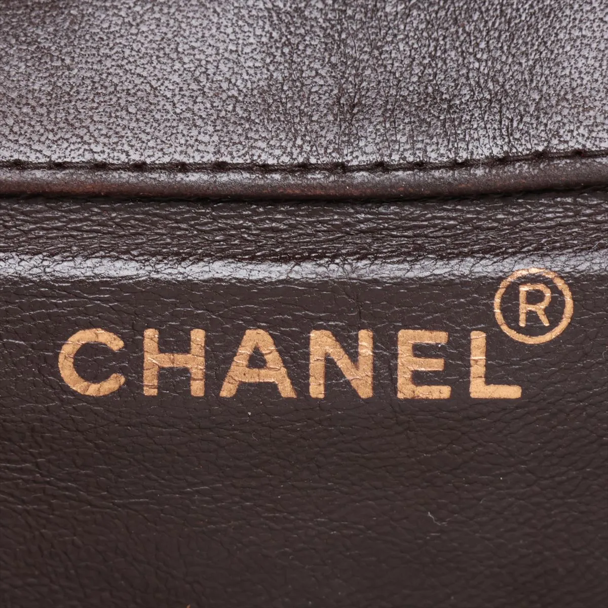 Matelassé Lambskin Chain Backpack, Brown with Gold Hardware — view 9