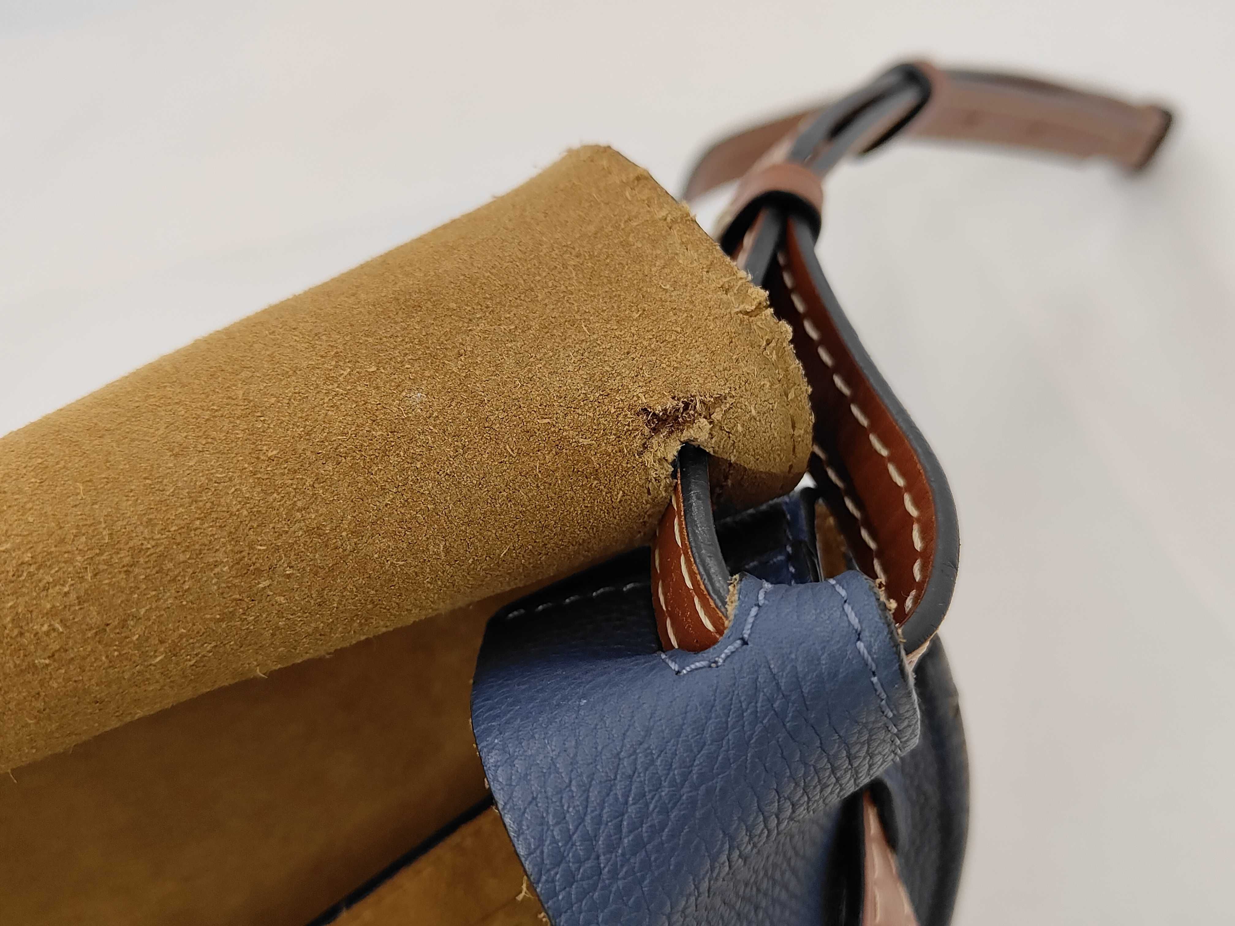 Navy Brown Calfskin Gate Dual Shoulder Bag — view 12