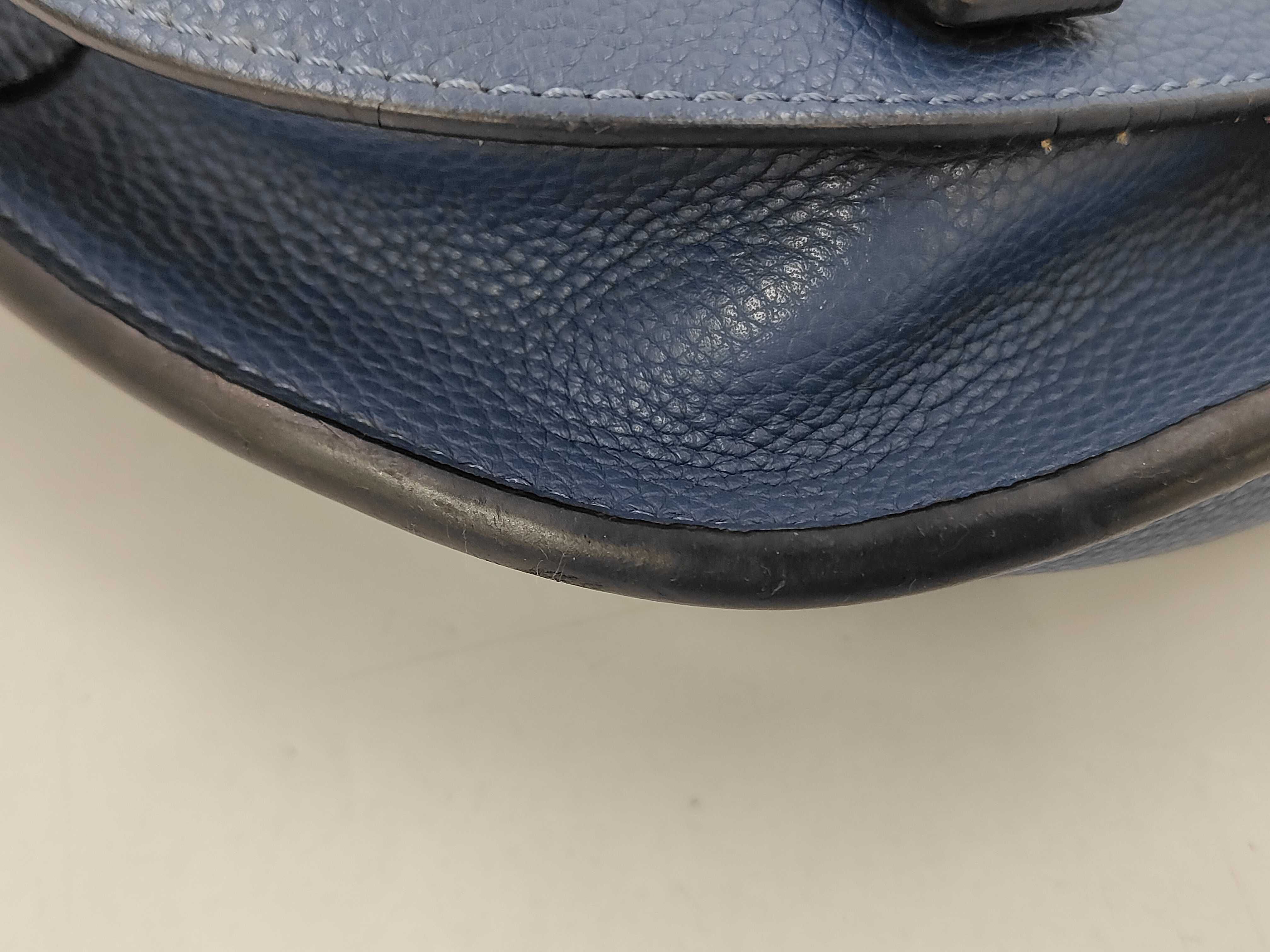 Navy Brown Calfskin Gate Dual Shoulder Bag — view 4