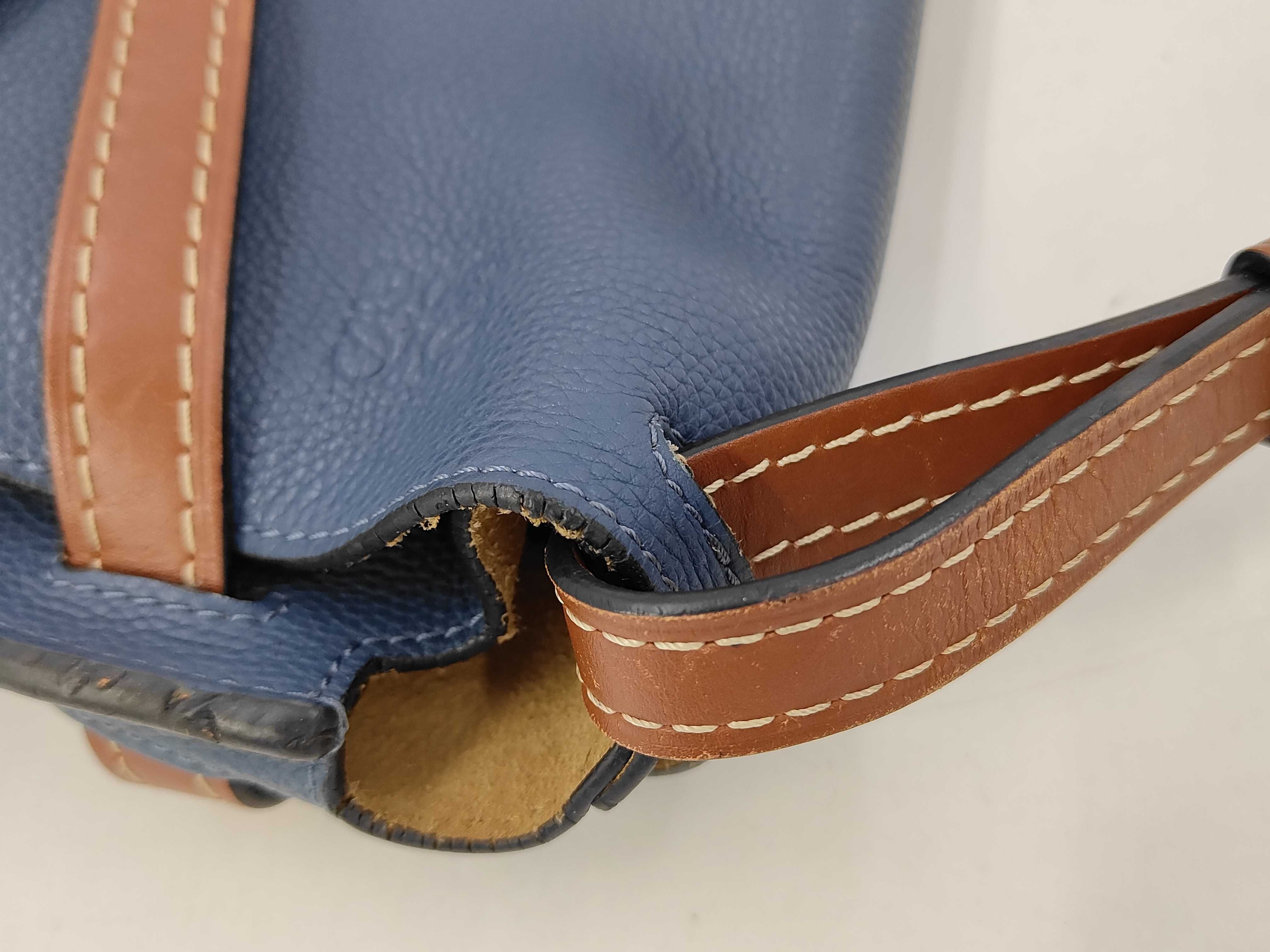 Navy Brown Calfskin Gate Dual Shoulder Bag — view 5