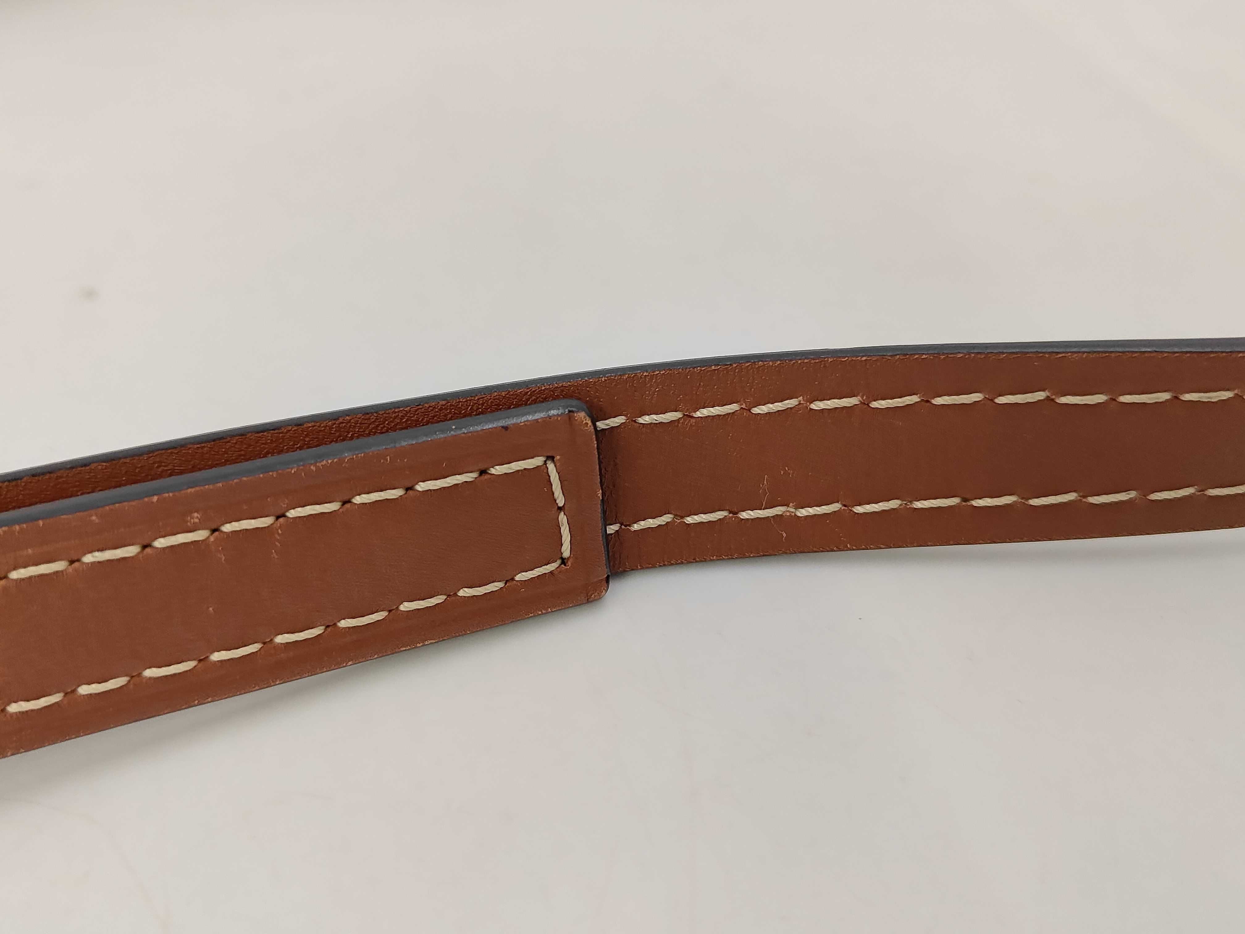 Navy Brown Calfskin Gate Dual Shoulder Bag — view 6