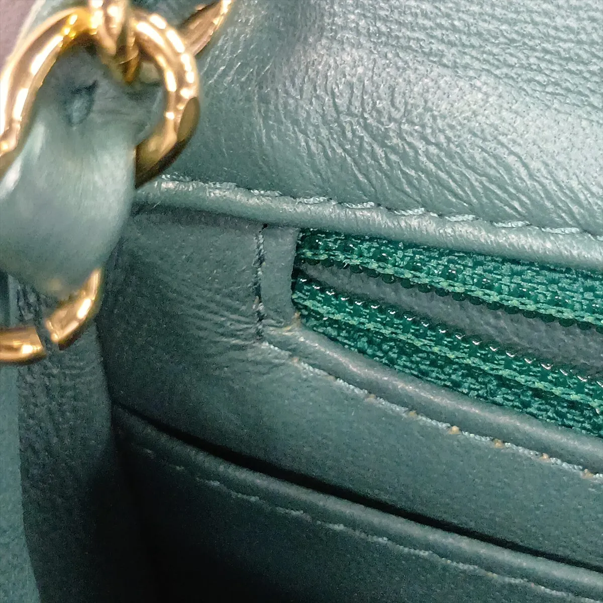 Mini Matelassé 17 Lambskin Single Flap Single Chain Bag, Green with Gold Hardware, JKLGG98G, Random Plate, A35200 — view 11