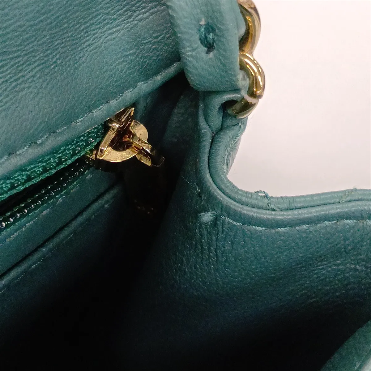 Mini Matelassé 17 Lambskin Single Flap Single Chain Bag, Green with Gold Hardware, JKLGG98G, Random Plate, A35200 — view 12