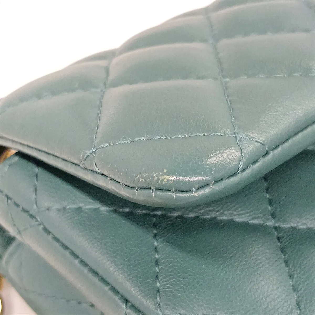 Mini Matelassé 17 Lambskin Single Flap Single Chain Bag, Green with Gold Hardware, JKLGG98G, Random Plate, A35200 — view 13