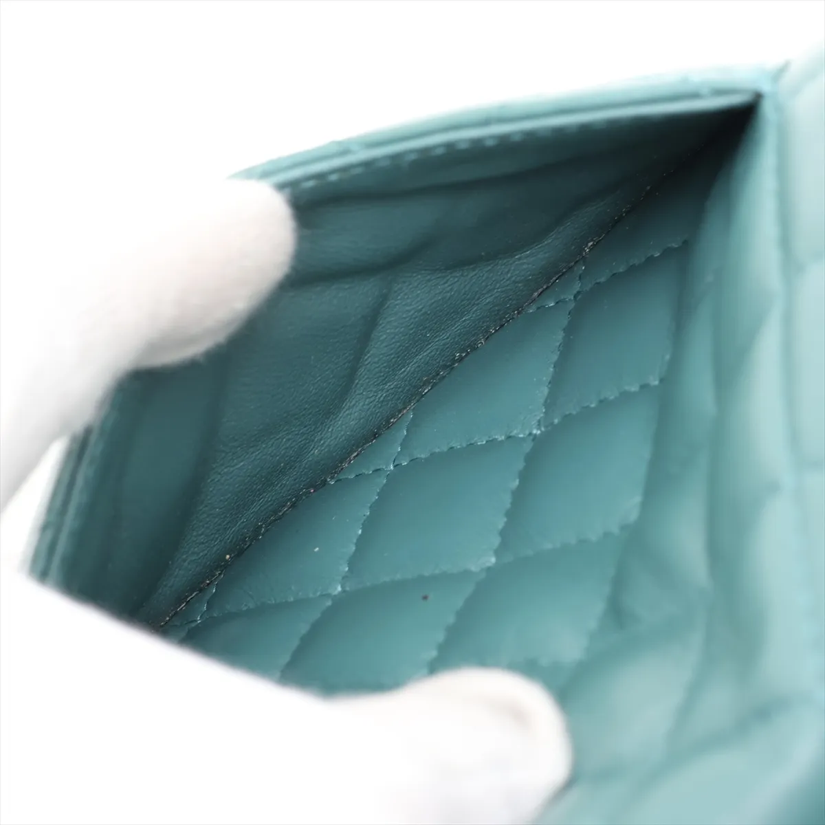 Mini Matelassé 17 Lambskin Single Flap Single Chain Bag, Green with Gold Hardware, JKLGG98G, Random Plate, A35200 — view 9
